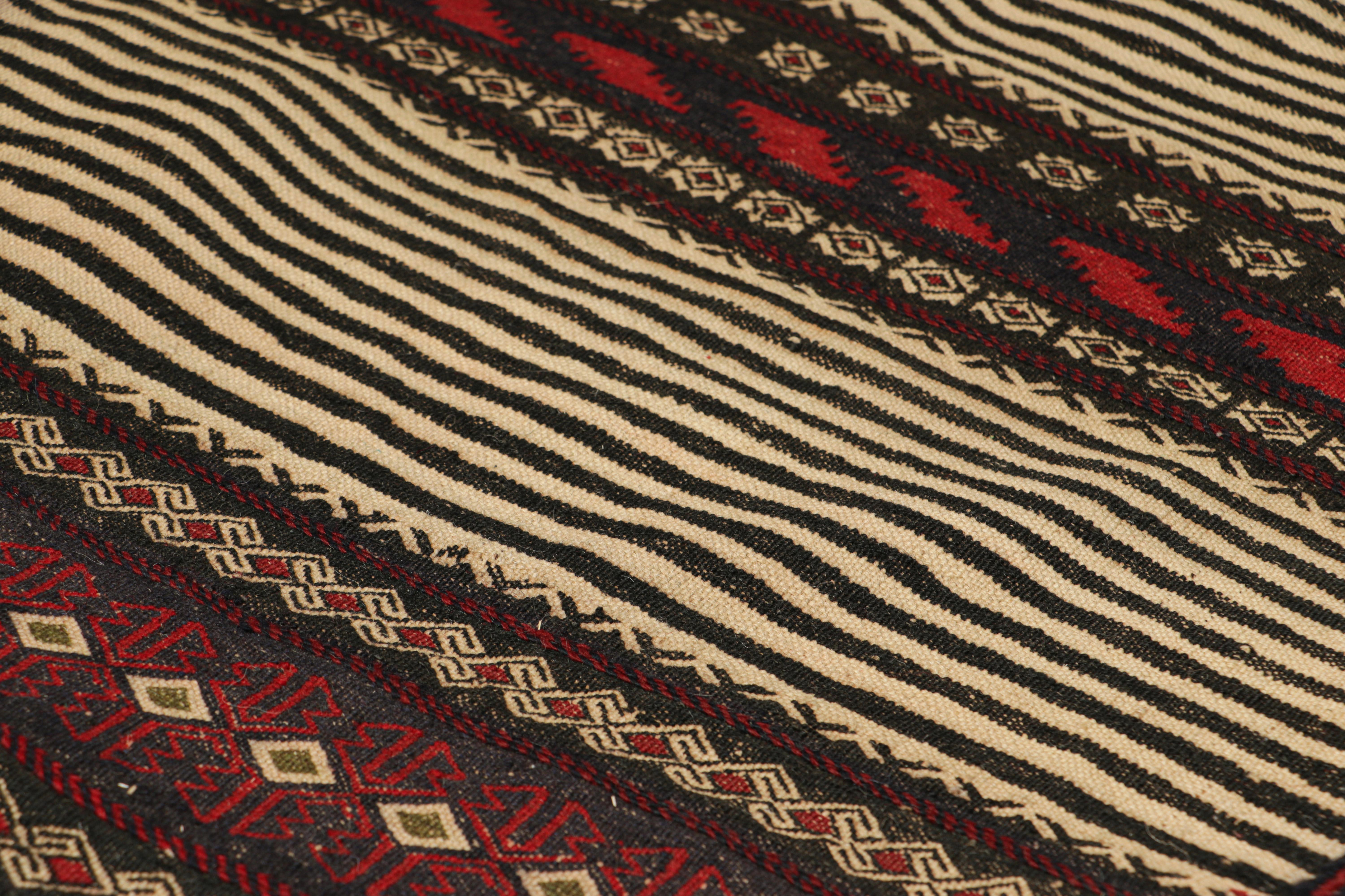 Tribal Vintage Afghan Kilim in Beige, with Geometric Pattern from Rug & Kilim For Sale