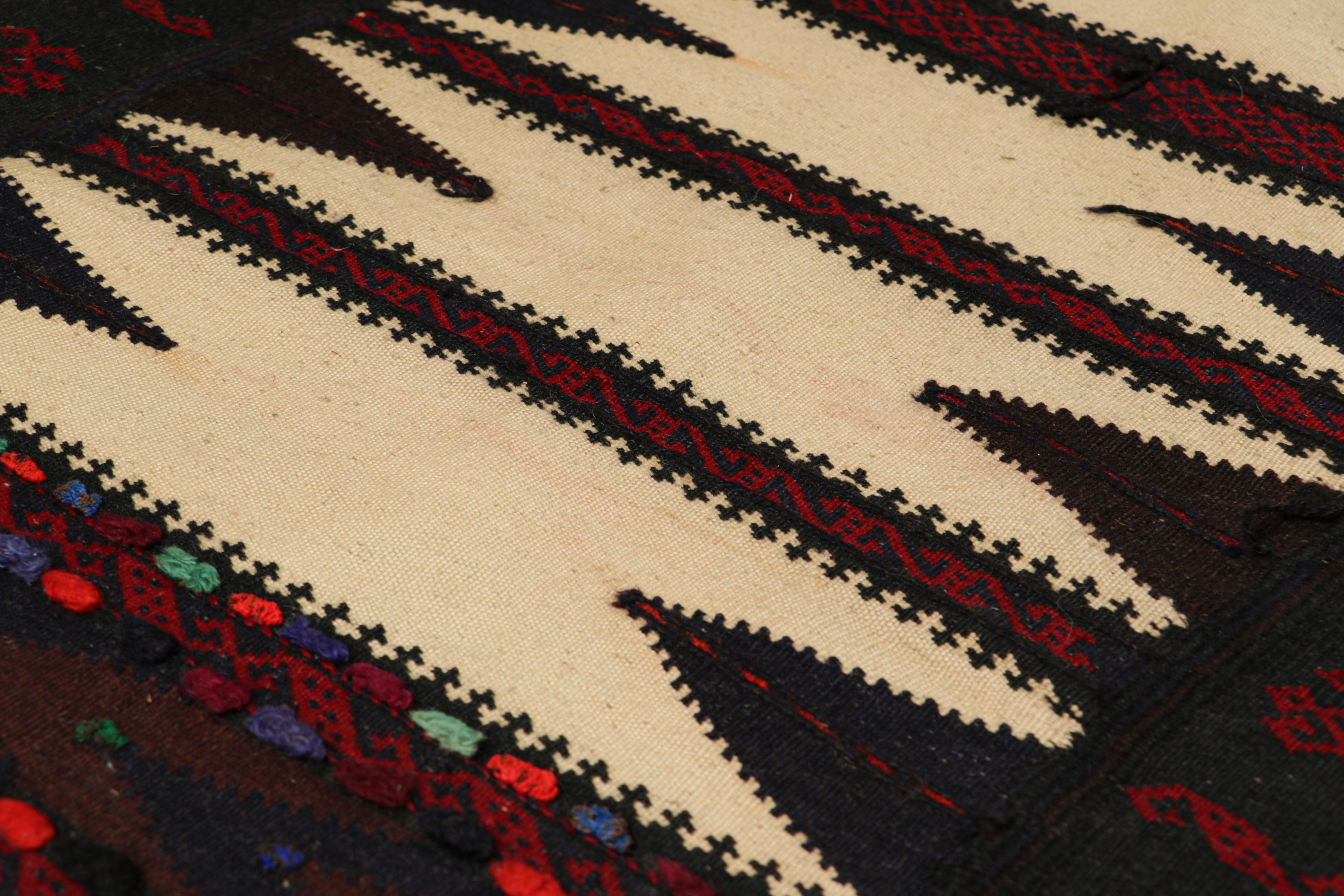 Hand-Woven Vintage Afghan Kilim in Beige, with Geometric Pattern from Rug & Kilim For Sale