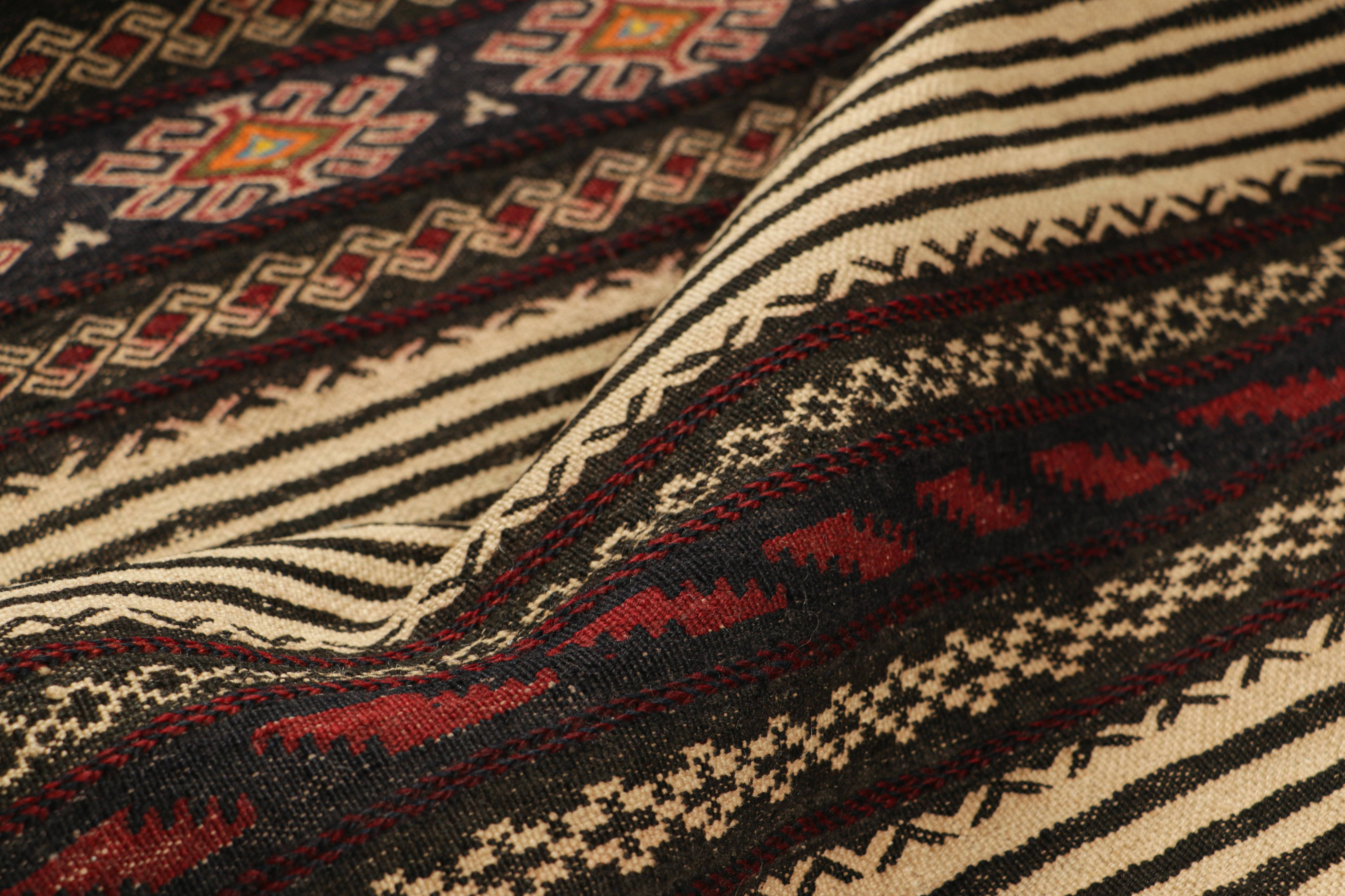 Hand-Woven Vintage Afghan Kilim in Beige, with Geometric Pattern from Rug & Kilim For Sale