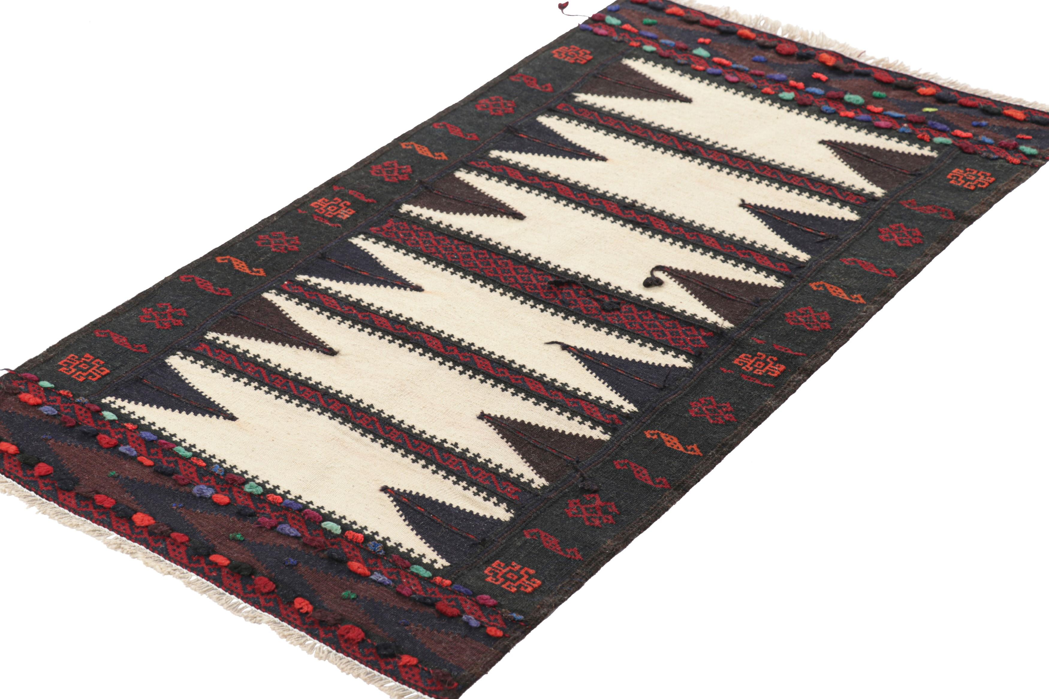 Tribal Vintage Afghan Kilim in Beige with Geometric Patterns - Rug & Kilim For Sale