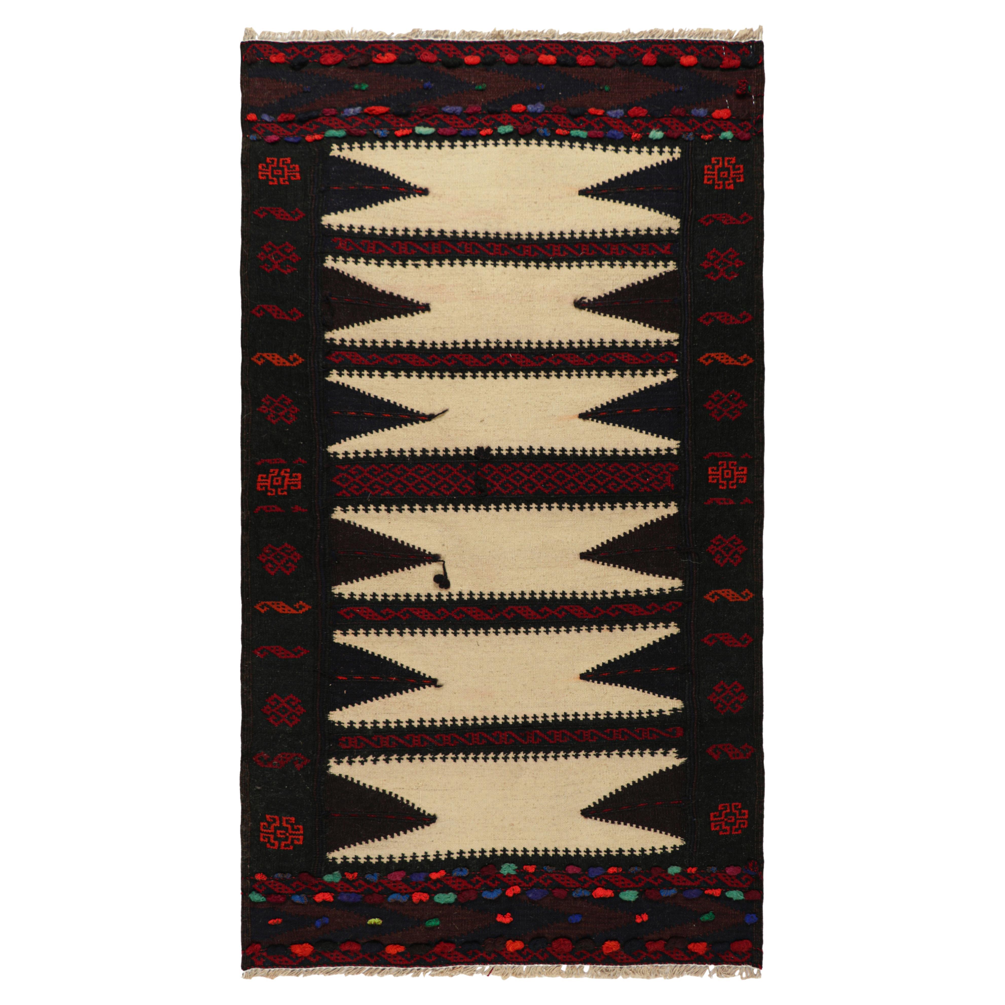 Vintage Afghan Kilim in Beige, with Geometric Pattern from Rug & Kilim For Sale