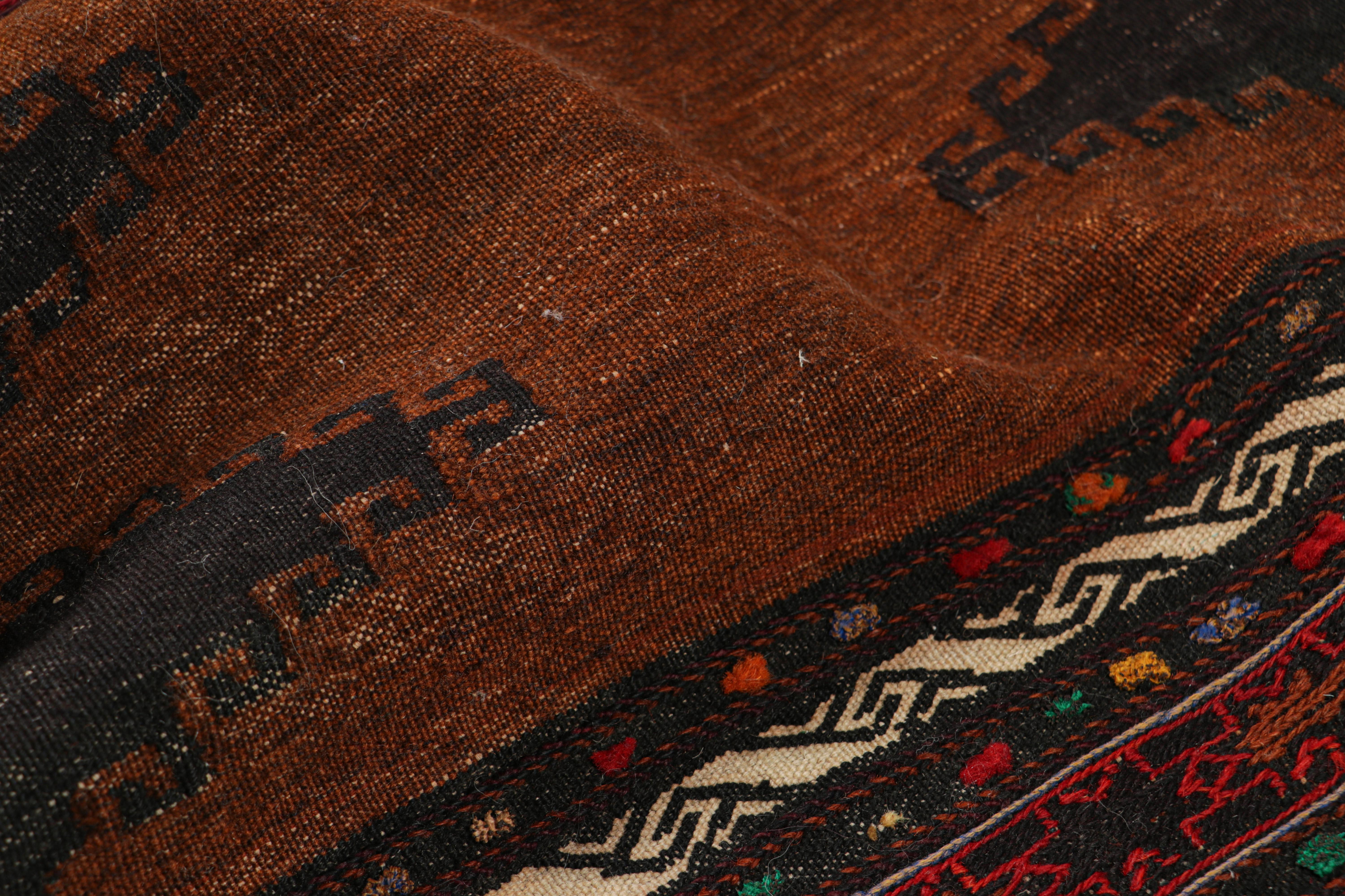 Hand-Woven Vintage Afghan Kilim in Brown with Geometric Pattern from Rug & Kilim For Sale