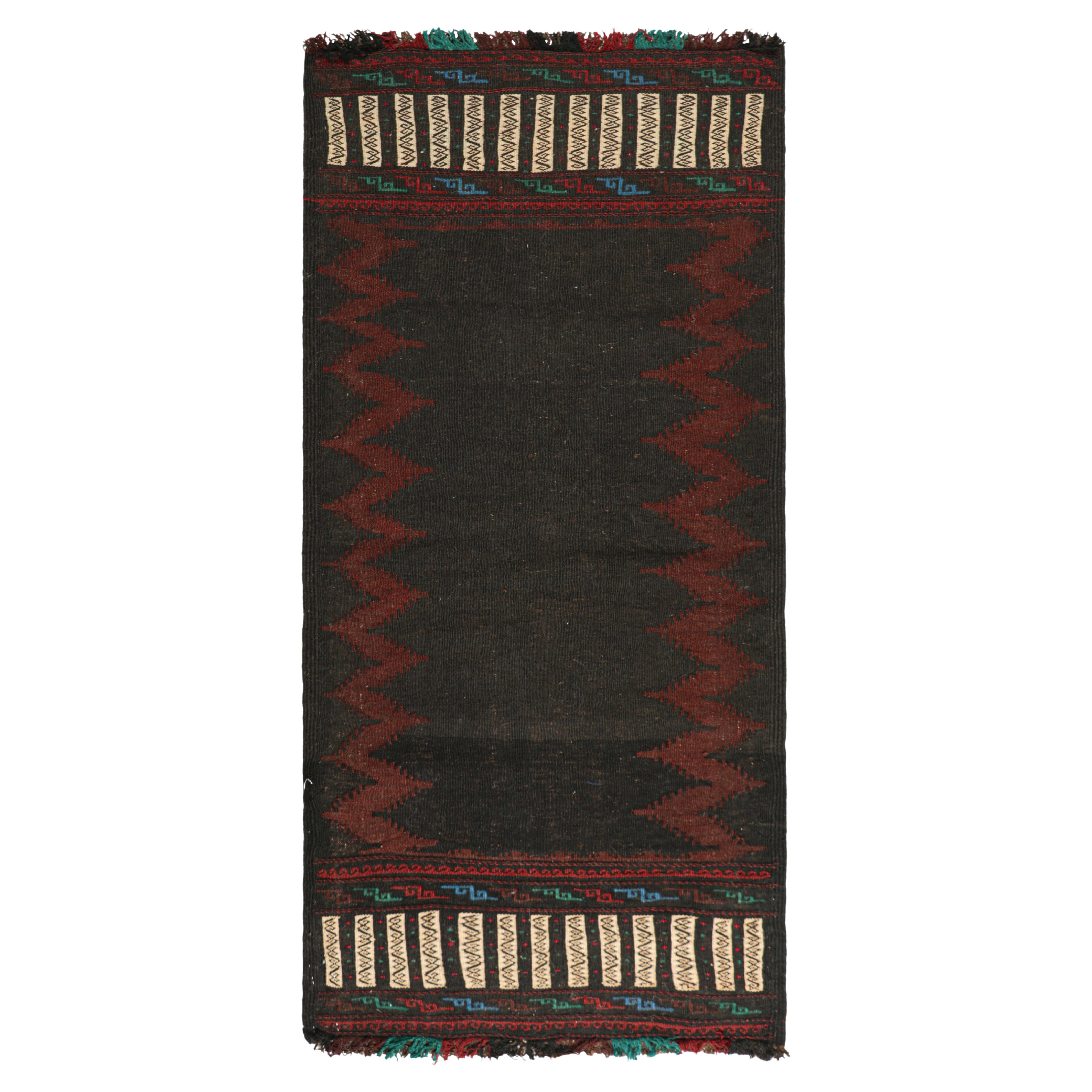 Vintage Afghan Kilim in Chocolate Brown with Red Chevrons, from Rug & Kilim For Sale