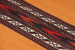 Vintage Afghan Kilim in Gold with Stripes & Geometric Patterns, from Rug & Kilim
