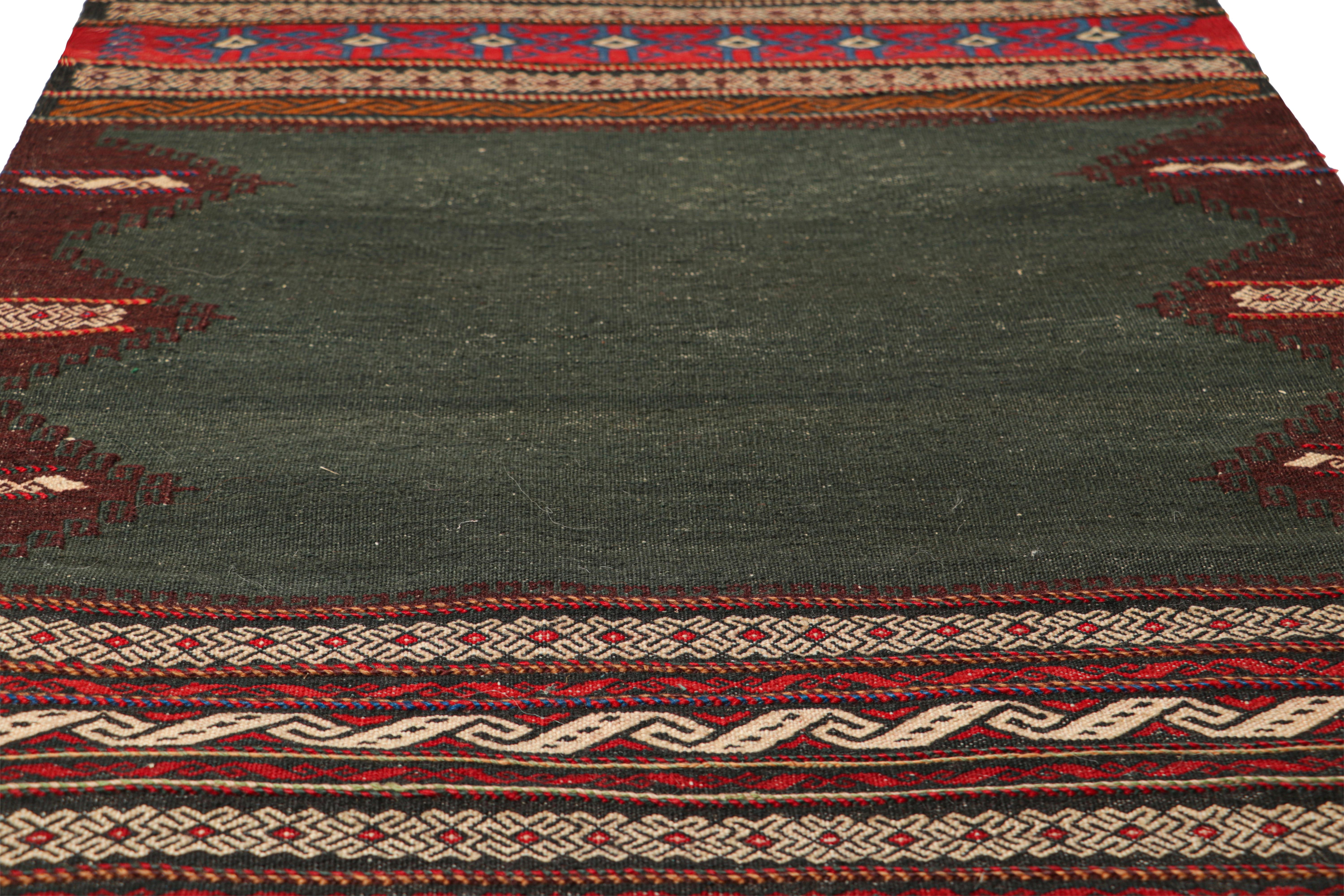 Hand-Woven Vintage Afghan Kilim in Gray with Geometric Patterns, from Rug & Kilim