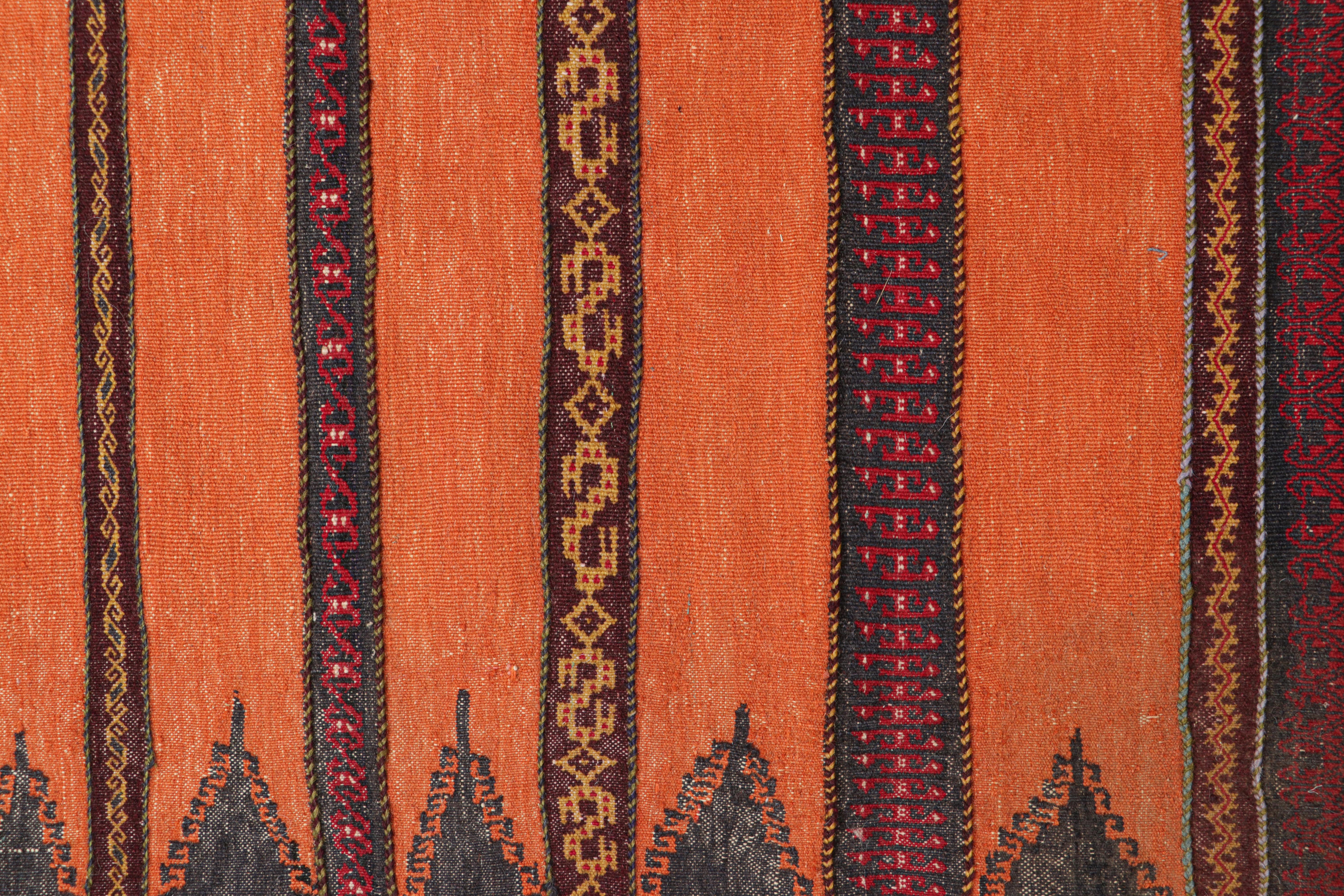 Tribal Vintage Afghan Kilim in Orange with Geometric Stripes, from Rug & Kilim For Sale