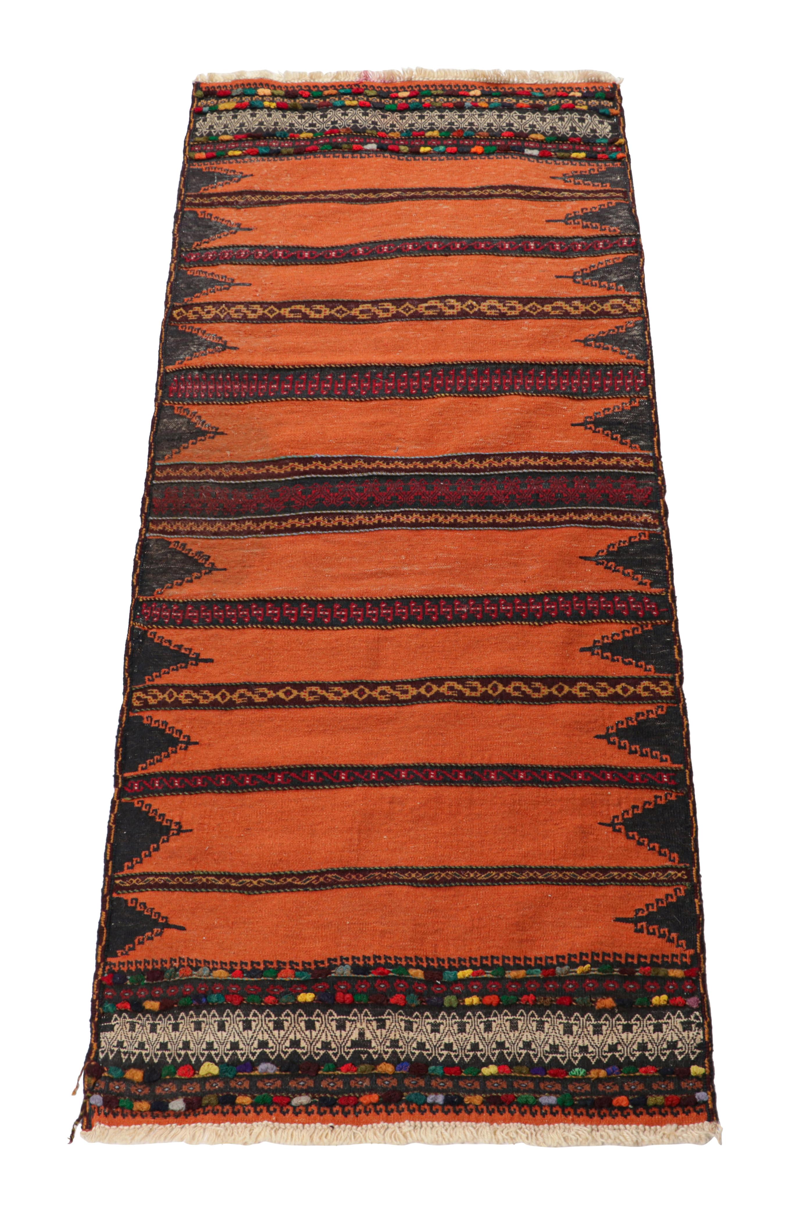 Vintage Afghan Kilim in Orange with Geometric Stripes, from Rug & Kilim In Good Condition For Sale In Long Island City, NY