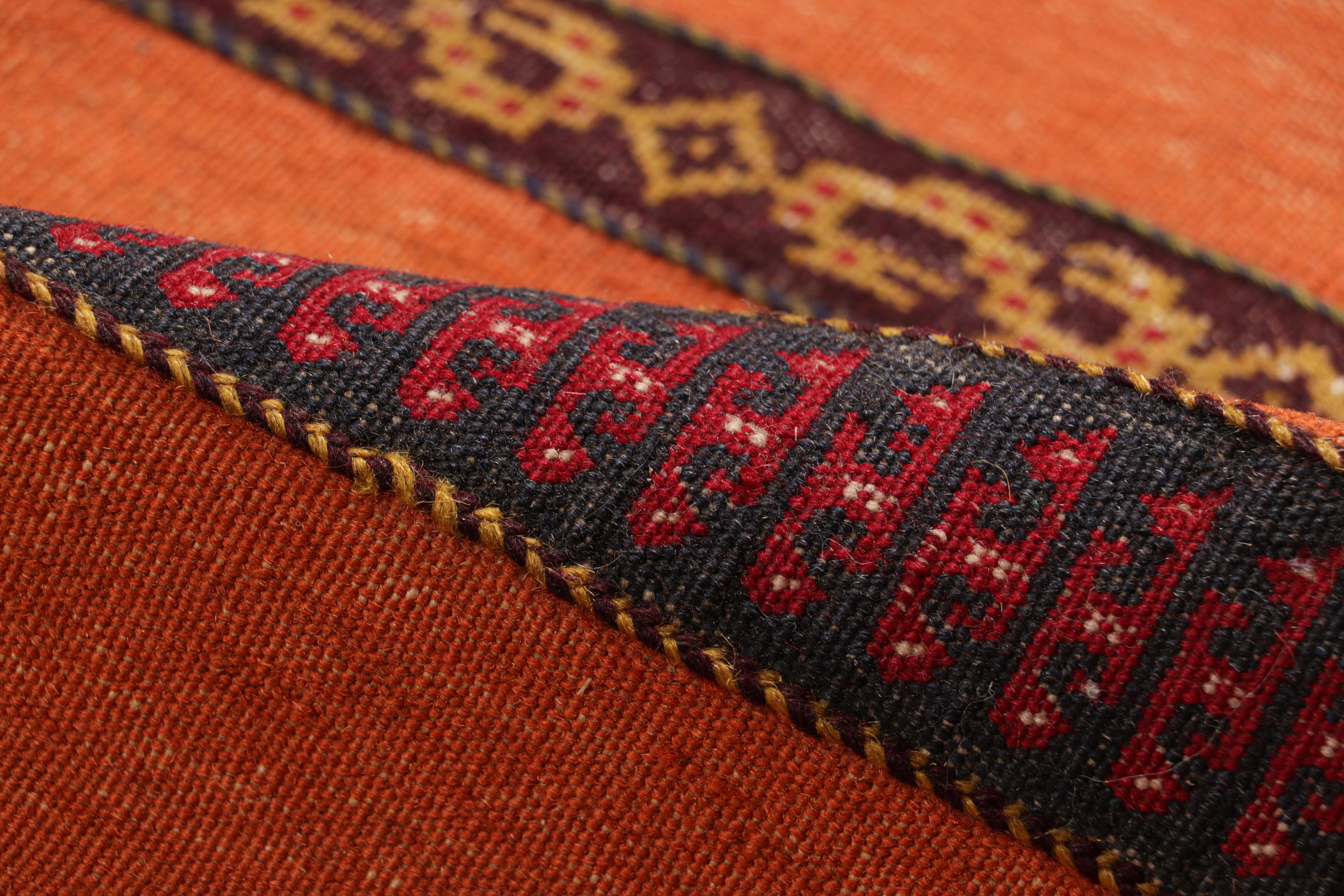 Mid-20th Century Vintage Afghan Kilim in Orange with Geometric Stripes, from Rug & Kilim For Sale