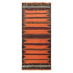 Afghanischer Vintage-Kelim in Orange mit geometrischen Streifen, von Rug & Kilim