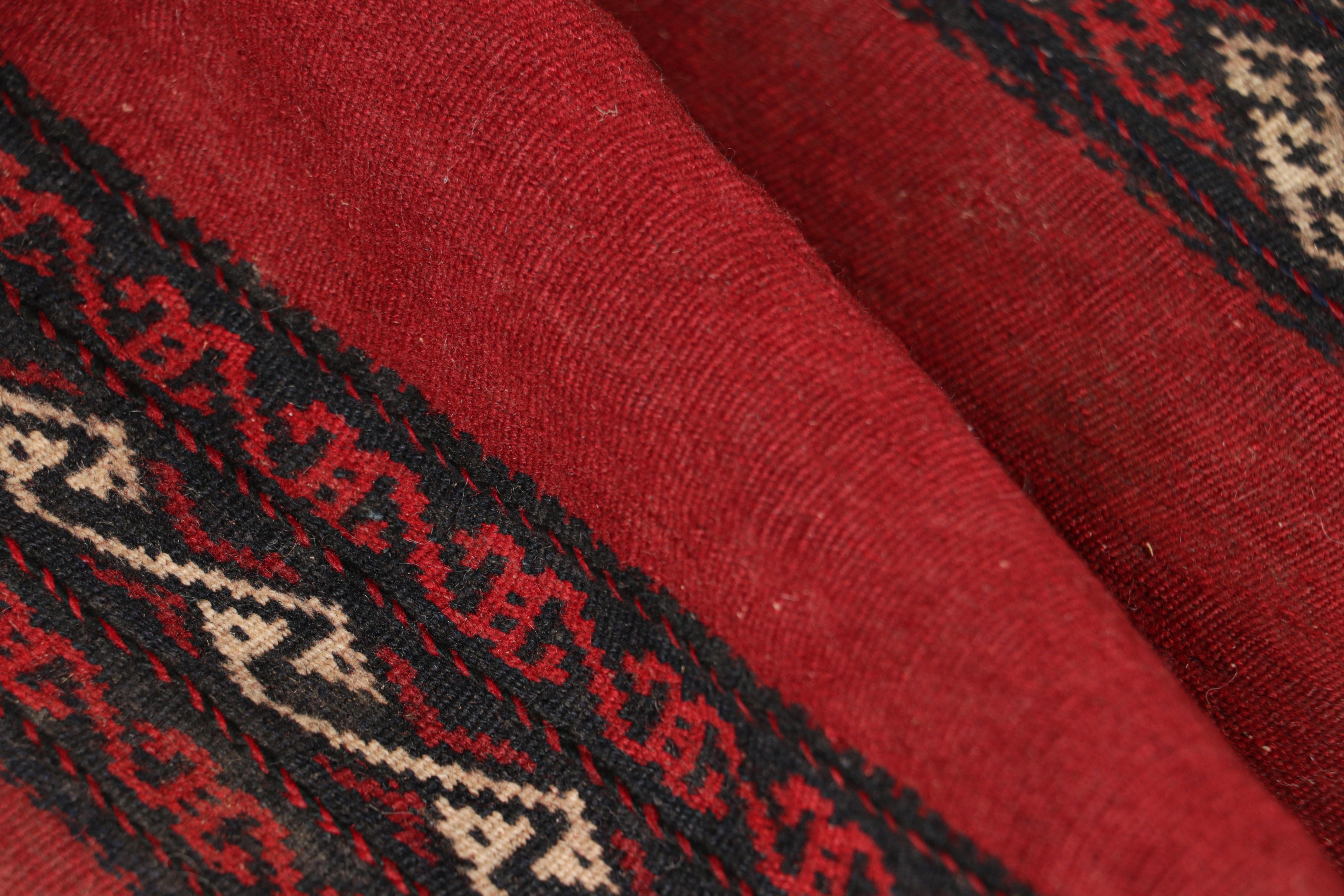 Mid-20th Century Vintage Afghan Kilim in Red with Stripes & Geometric Patterns, from Rug & Kilim For Sale