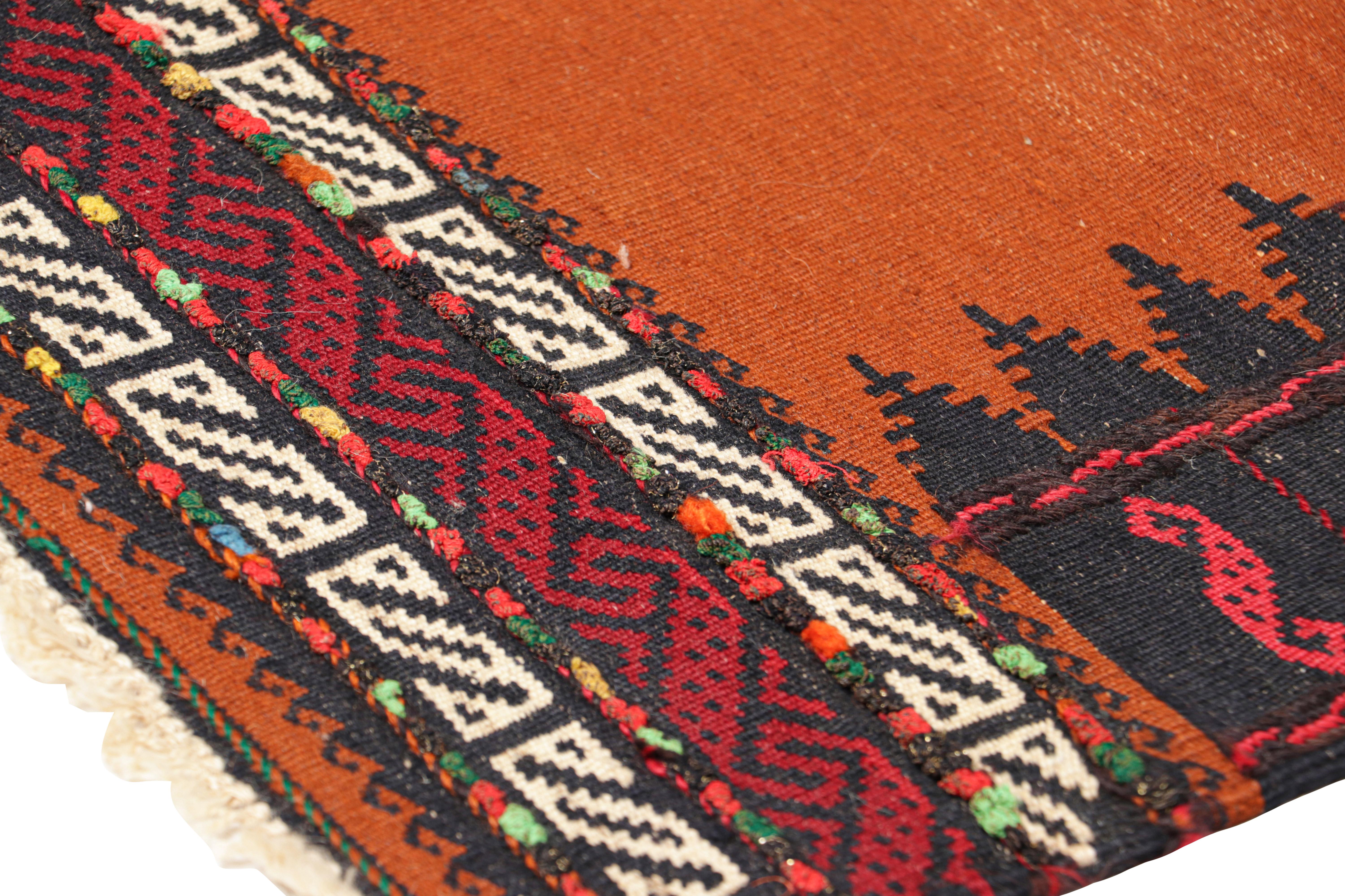 Tribal Vintage Afghan Kilim in Rust with Geometric Patterns, from Rug & Kilim For Sale