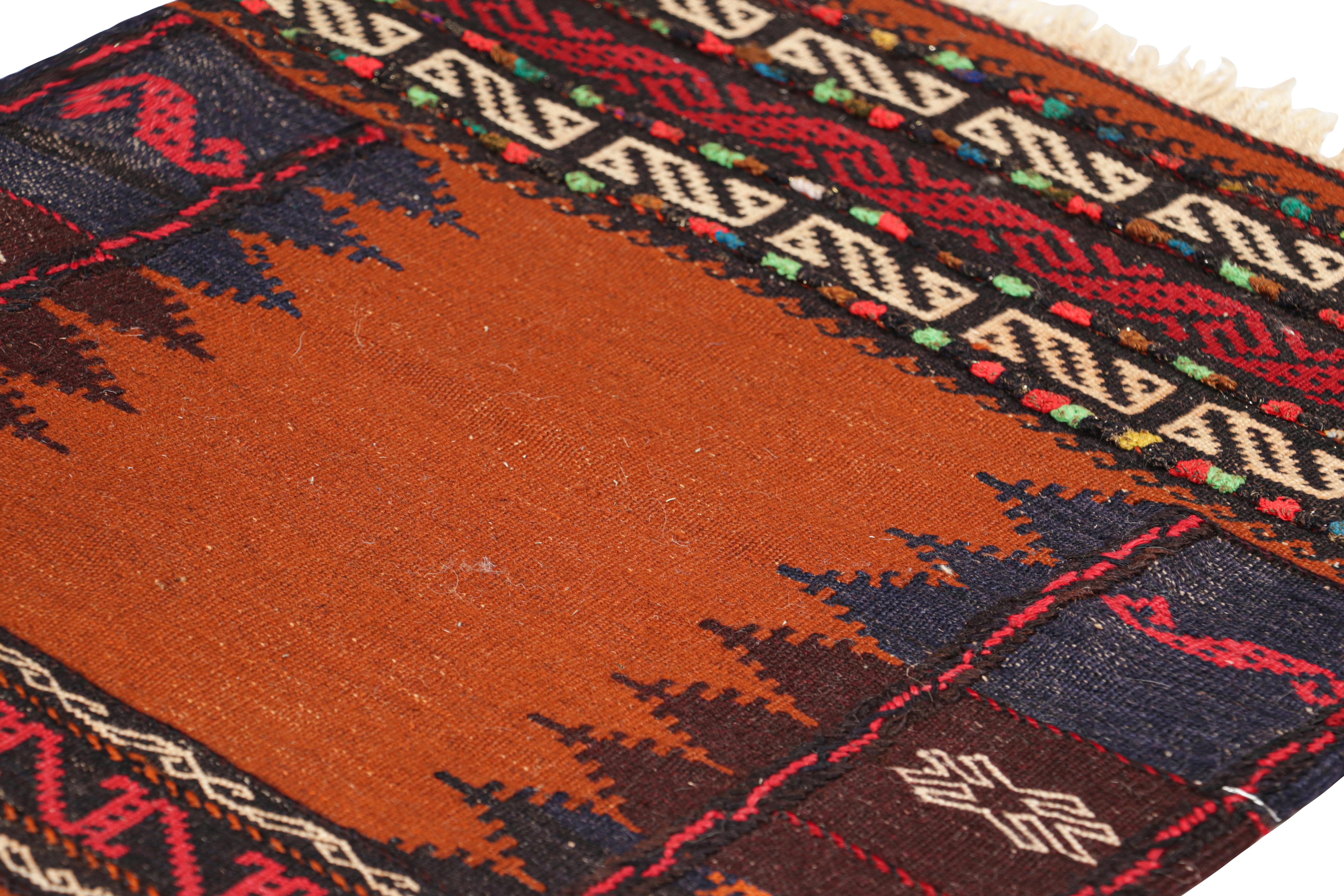 Hand-Woven Vintage Afghan Kilim in Rust with Geometric Patterns, from Rug & Kilim For Sale