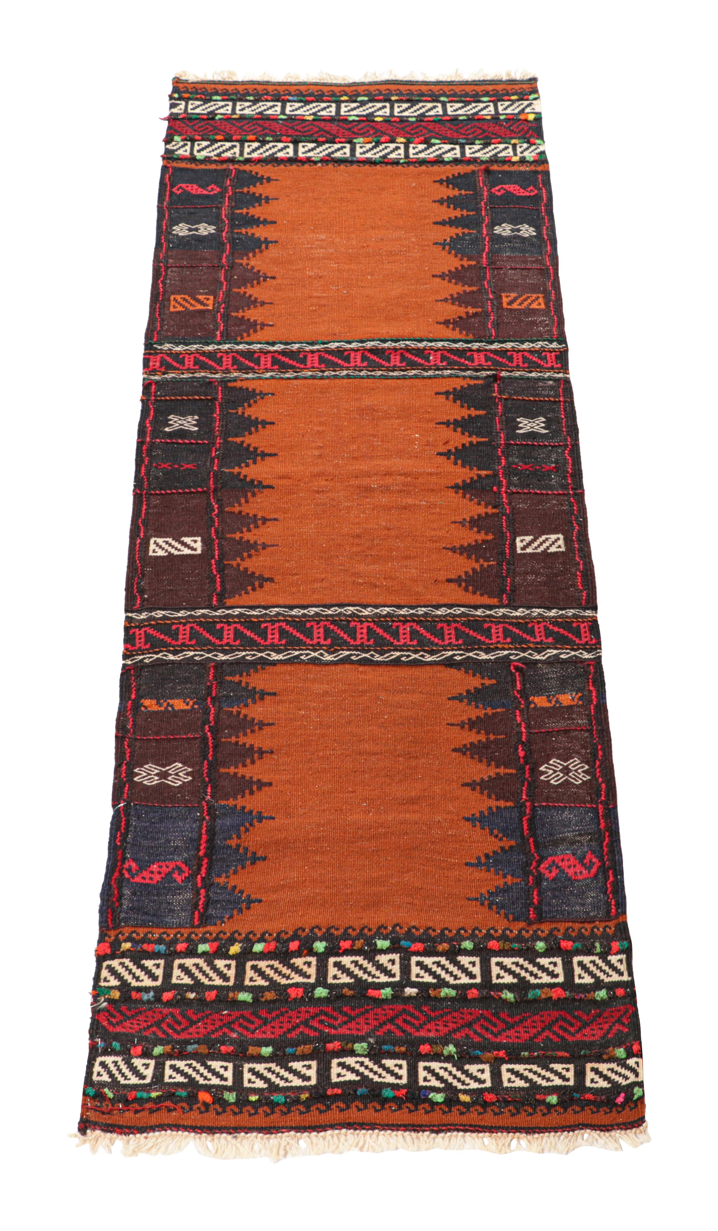 Tissé à la main Kilim afghan vintage en rouille avec motifs géométriques, de Rug & Kilim en vente