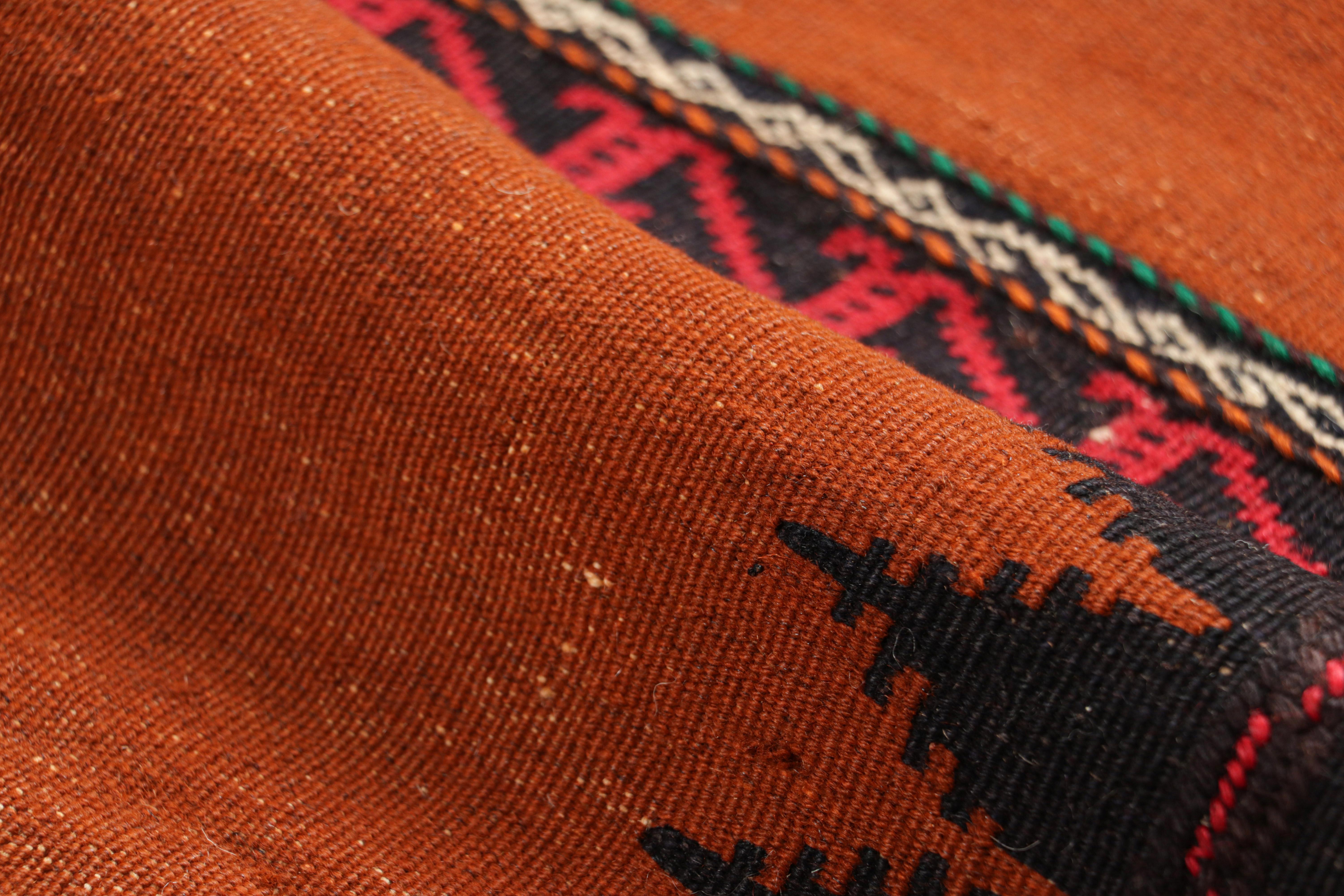 Mid-20th Century Vintage Afghan Kilim in Rust with Geometric Patterns, from Rug & Kilim For Sale