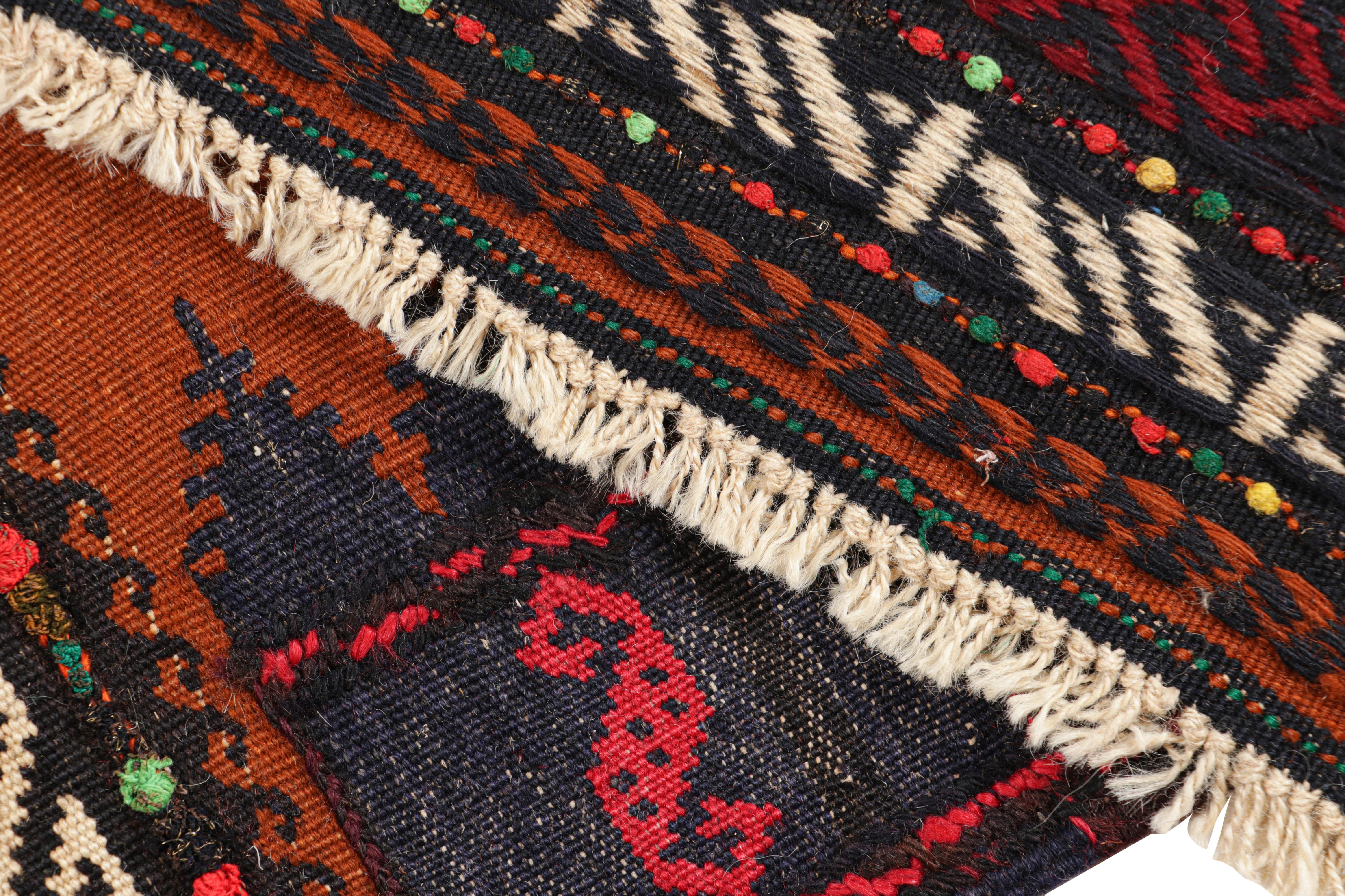 Wool Vintage Afghan Kilim in Rust with Geometric Patterns, from Rug & Kilim For Sale