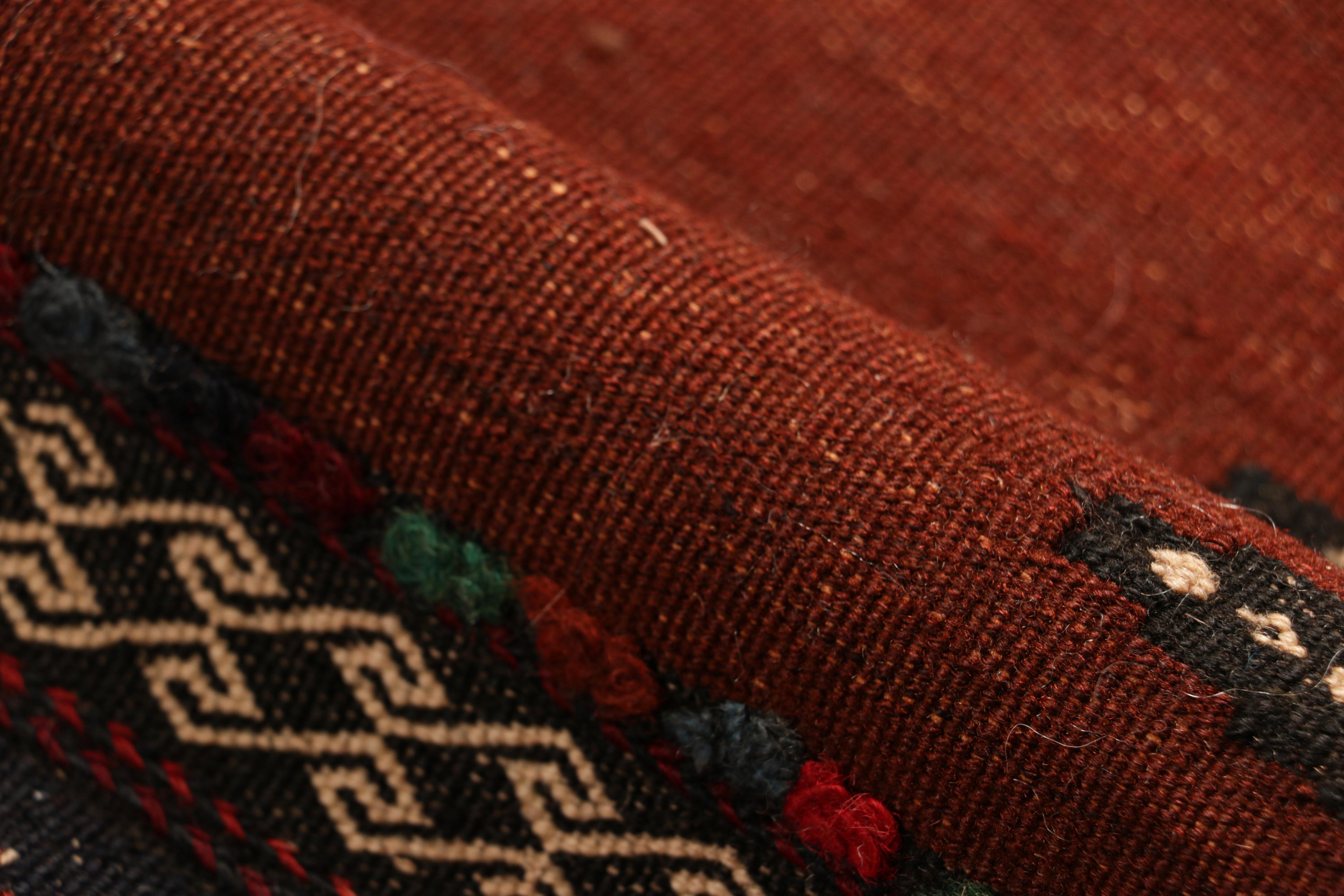 Mid-20th Century Vintage Afghan Kilim in Rust with Geometric Stripes, from Rug & Kilim For Sale