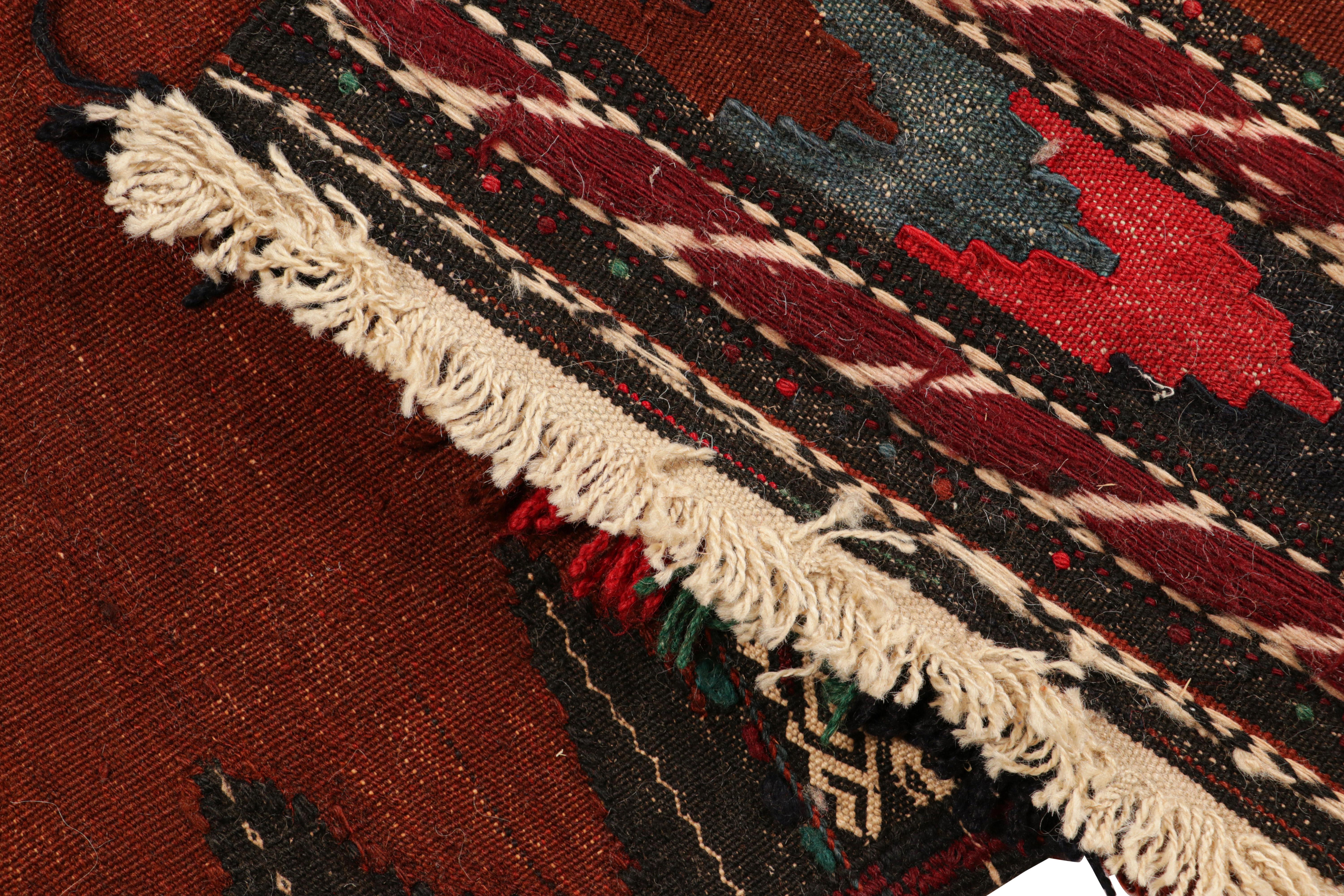Wool Vintage Afghan Kilim in Rust with Geometric Stripes, from Rug & Kilim For Sale