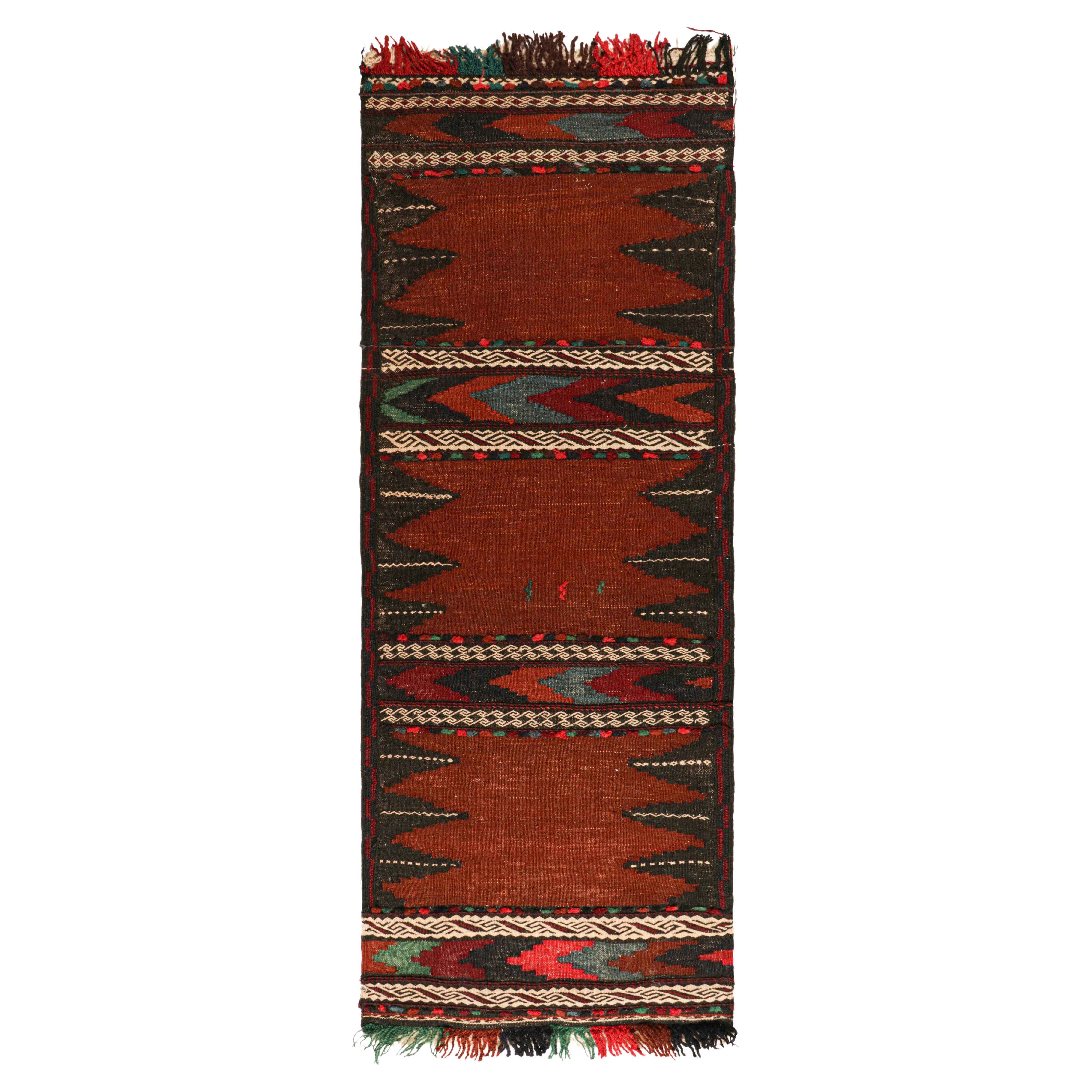 Vintage Afghan Kilim in Rust with Geometric Stripes, from Rug & Kilim For Sale