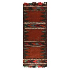 Vintage Afghan Kilim in Rust with Geometric Stripes, from Rug & Kilim