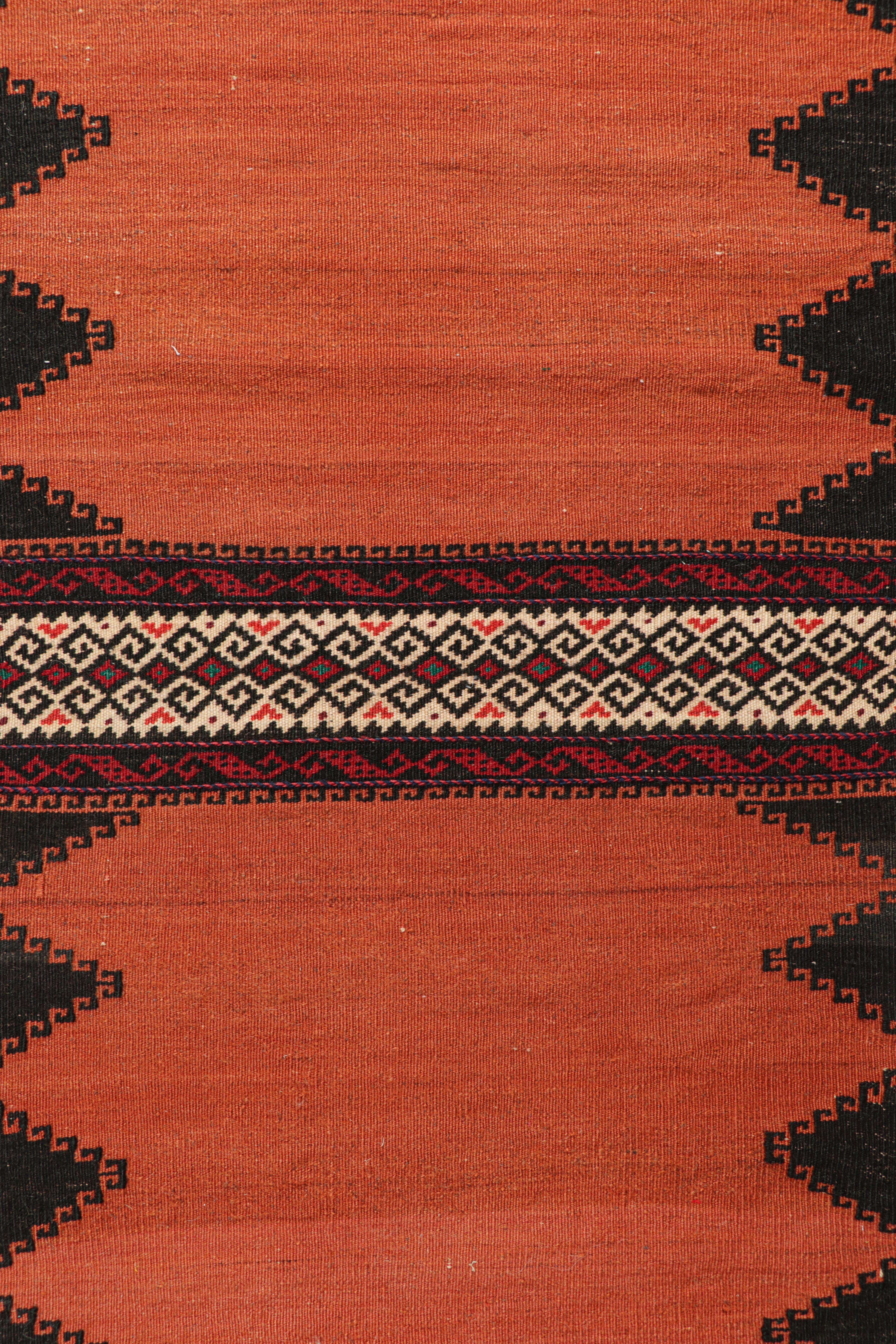 Tribal Vintage Afghan Kilim in Rust, with Polychromatic Patterns, from Rug & Kilim For Sale