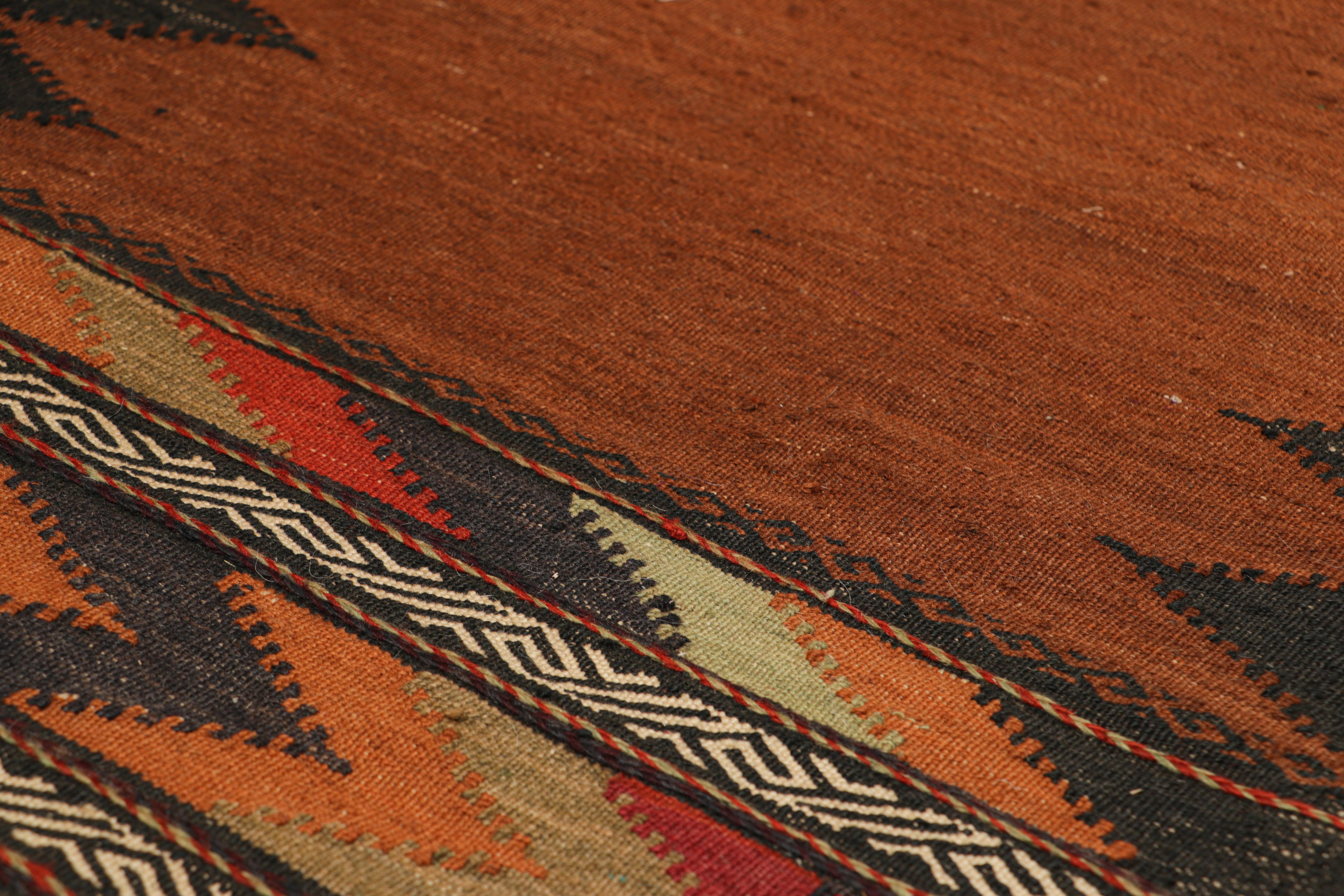 Hand-Woven Vintage Afghan Kilim in Rust, with Polychromatic Patterns from Rug & Kilim For Sale