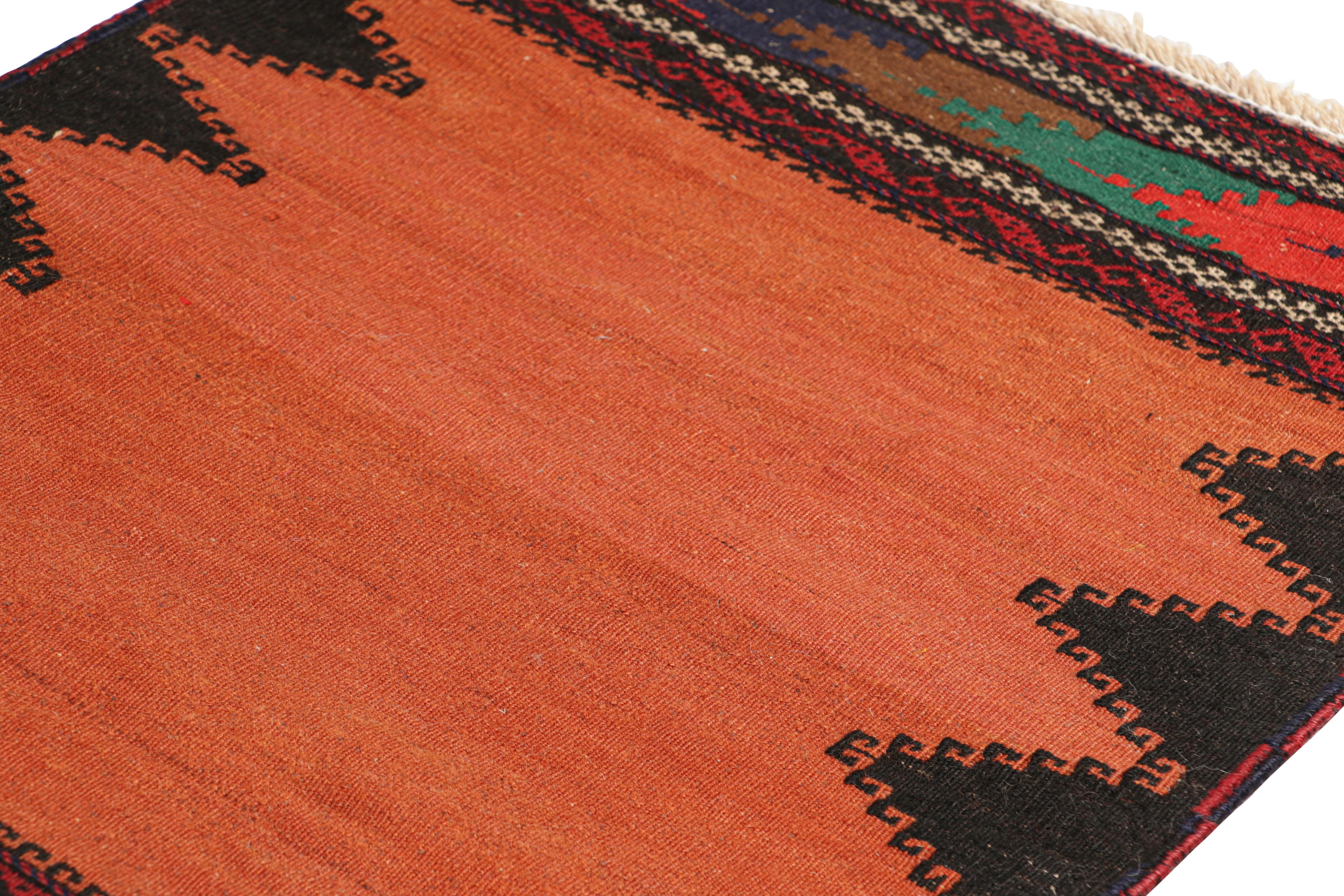 Hand-Woven Vintage Afghan Kilim in Rust, with Polychromatic Patterns, from Rug & Kilim For Sale