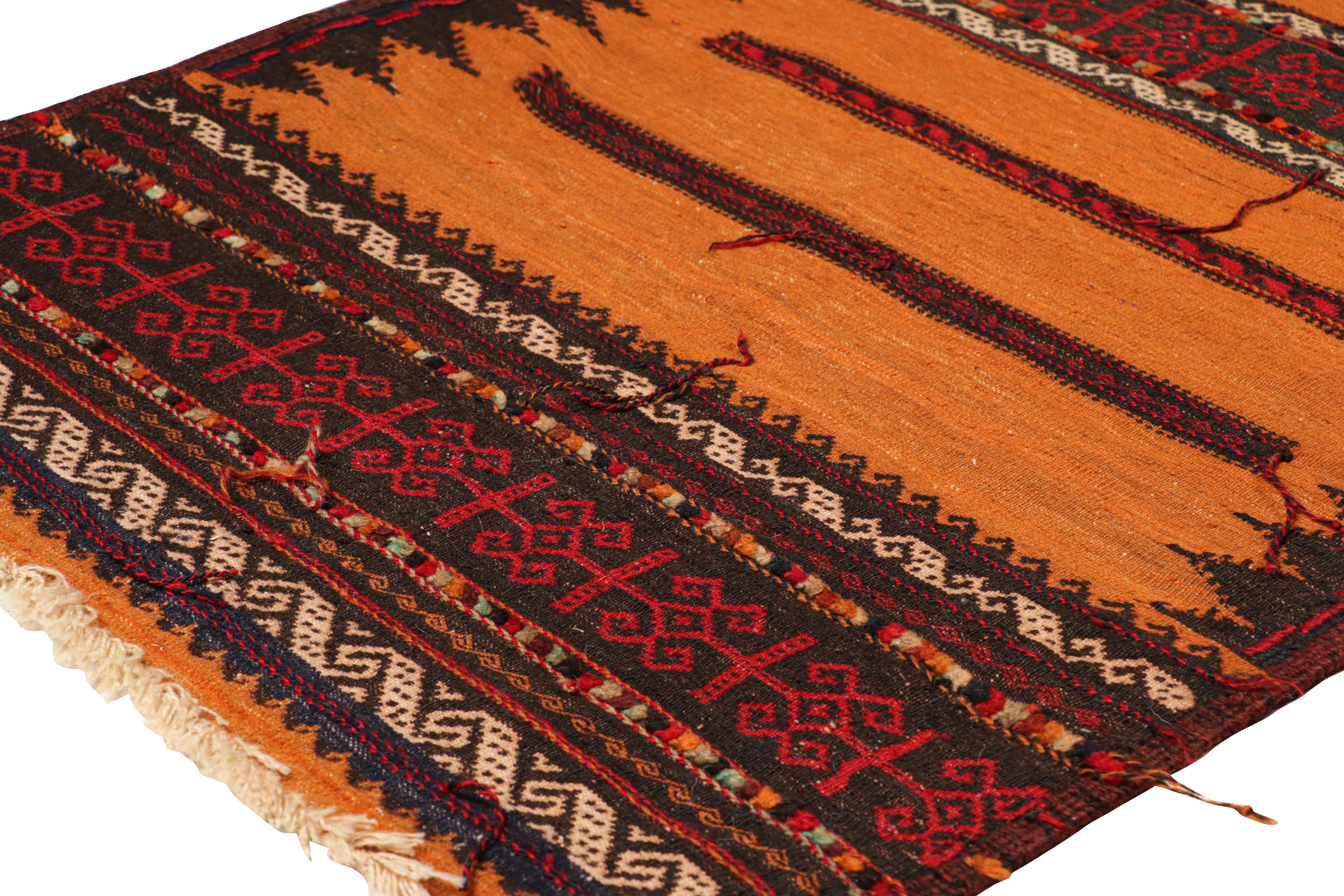 Hand-Woven Vintage Afghan Kilim in Rust, with Polychromatic Patterns, from Rug & Kilim For Sale