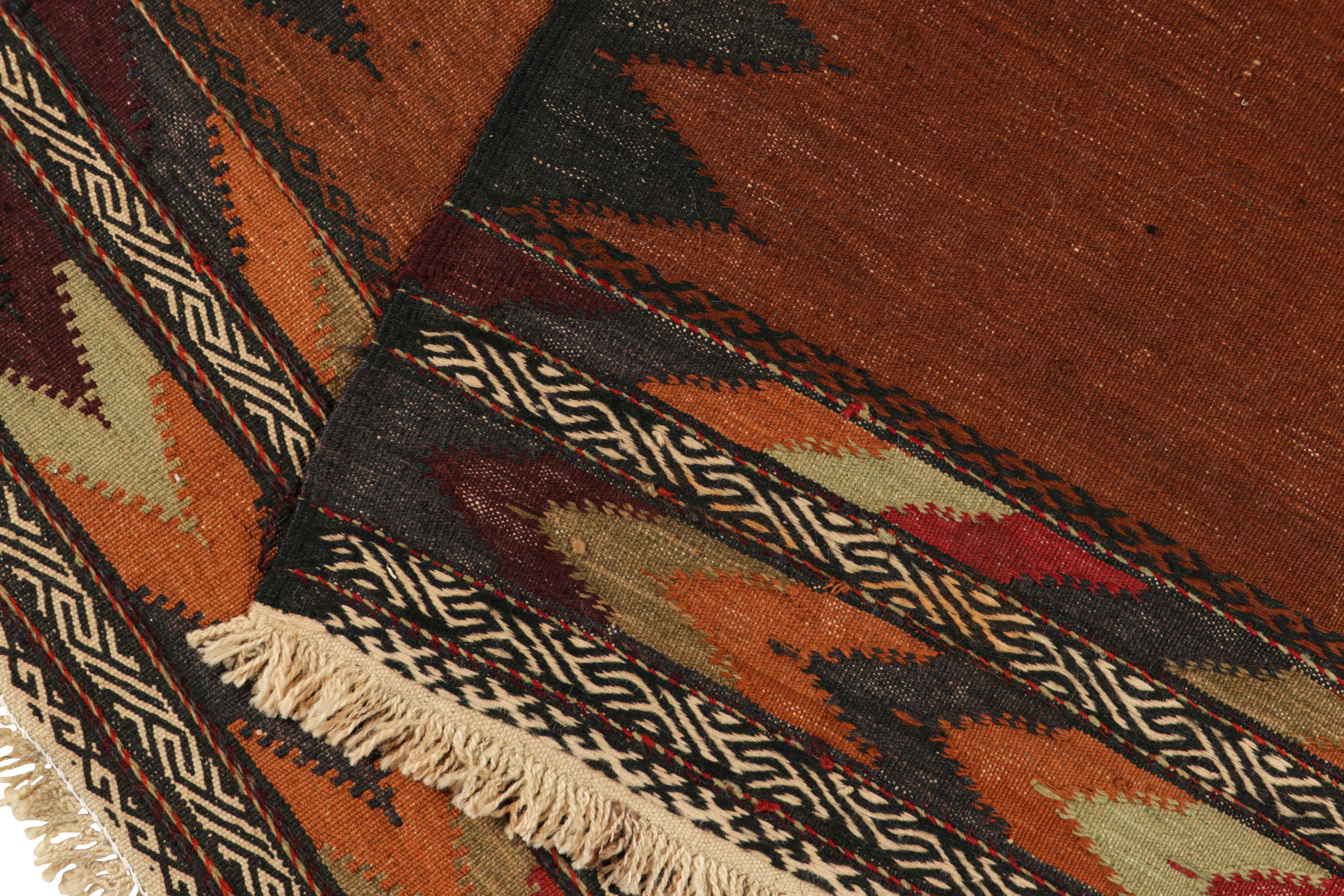 Mid-20th Century Vintage Afghan Kilim in Rust, with Polychromatic Patterns from Rug & Kilim For Sale