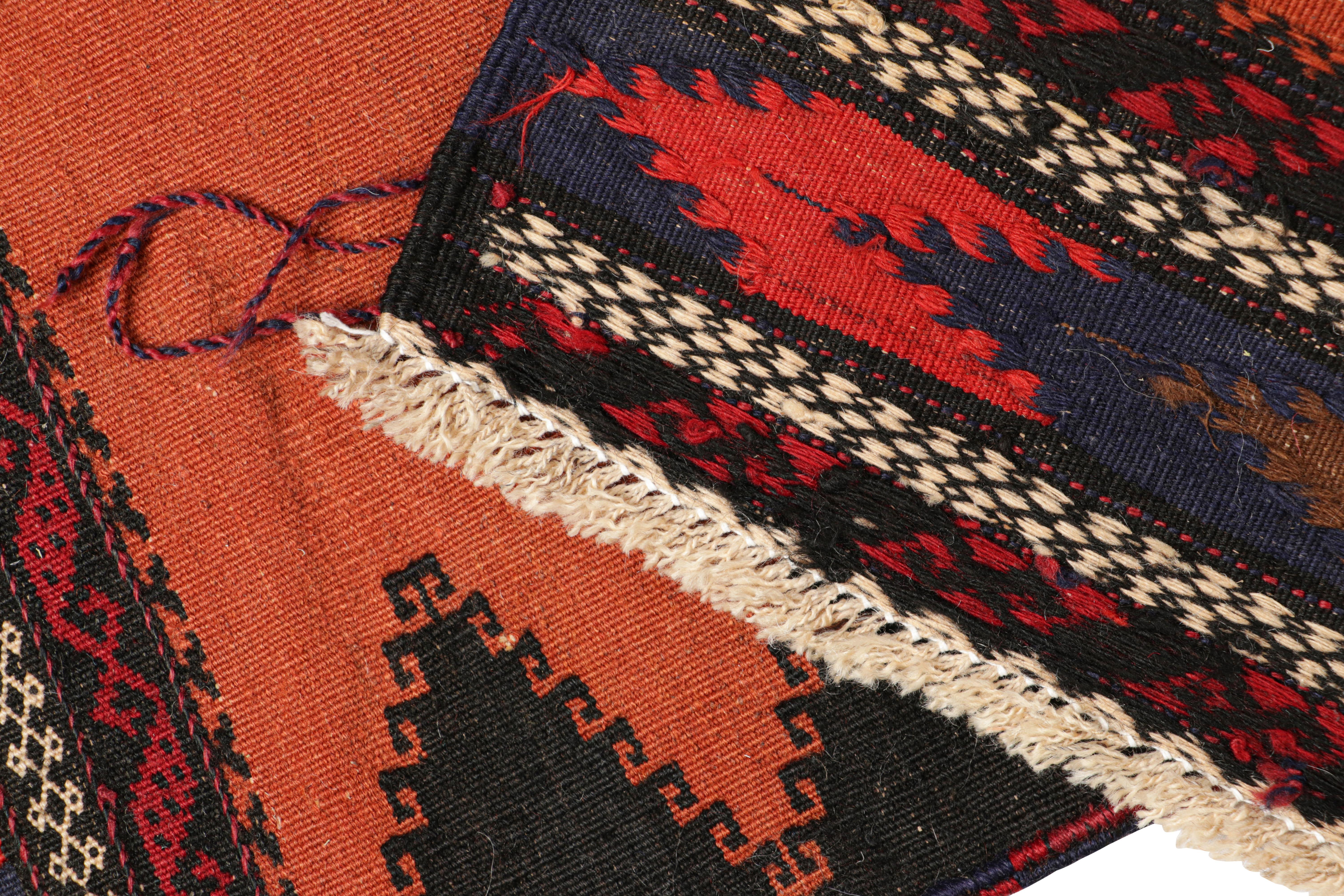 Wool Vintage Afghan Kilim in Rust, with Polychromatic Patterns, from Rug & Kilim For Sale