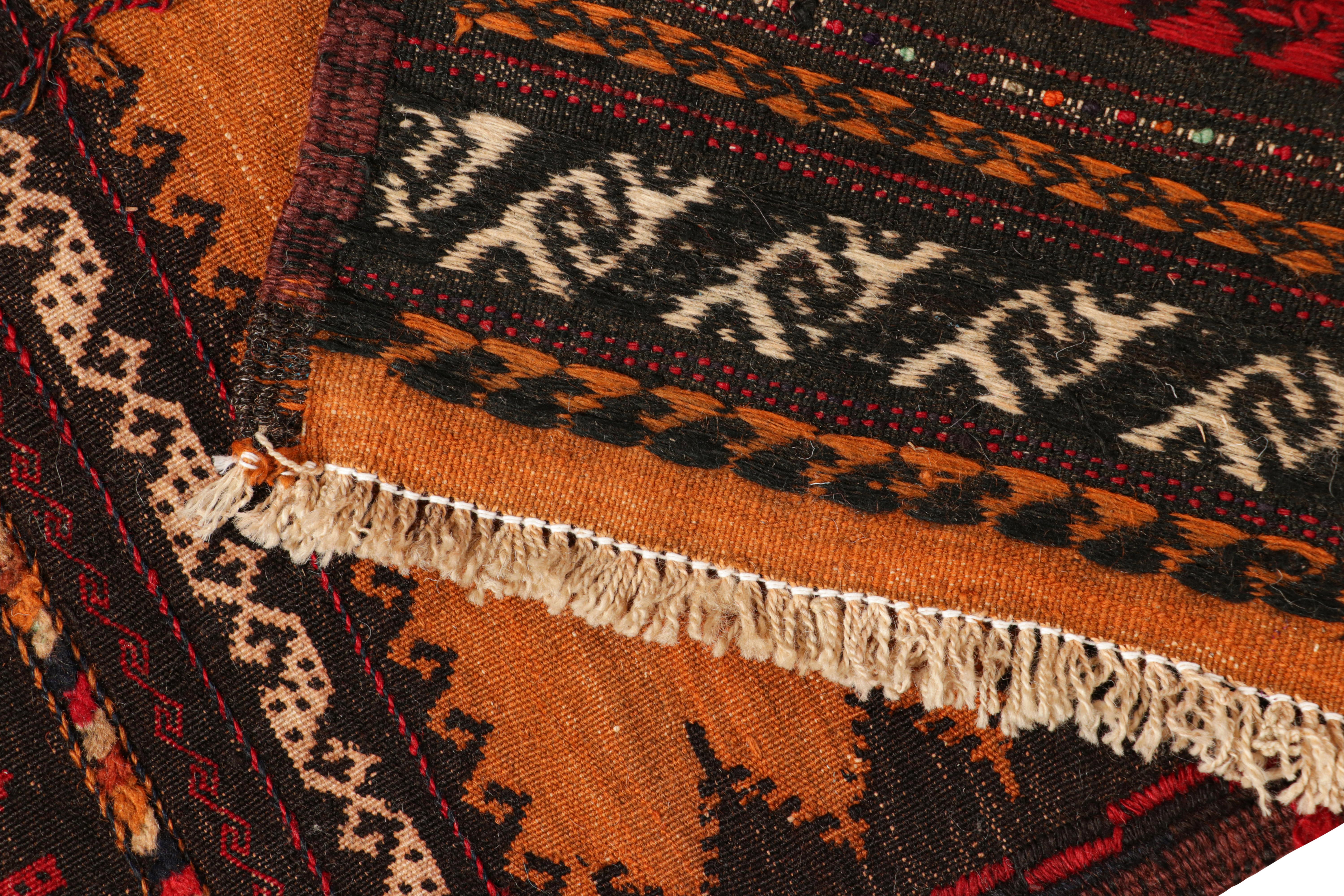 Wool Vintage Afghan Kilim in Rust, with Polychromatic Patterns, from Rug & Kilim For Sale