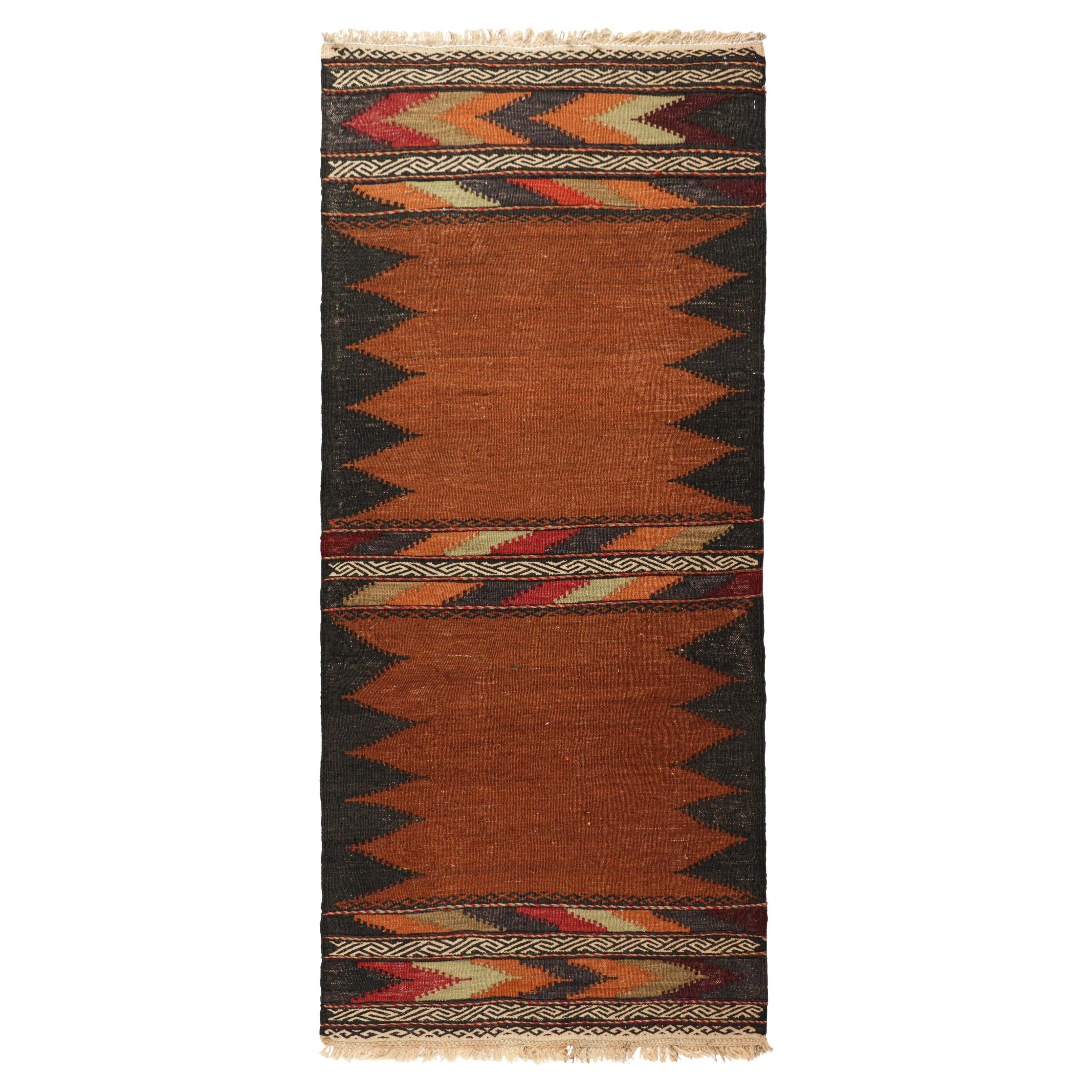 Vintage Afghan Kilim in Rust, with Polychromatic Patterns from Rug & Kilim For Sale