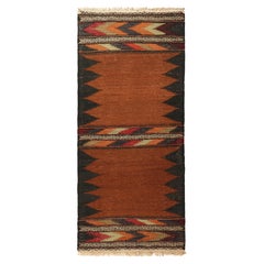 Vintage Afghan Kilim in Rust, with Polychromatic Patterns from Rug & Kilim