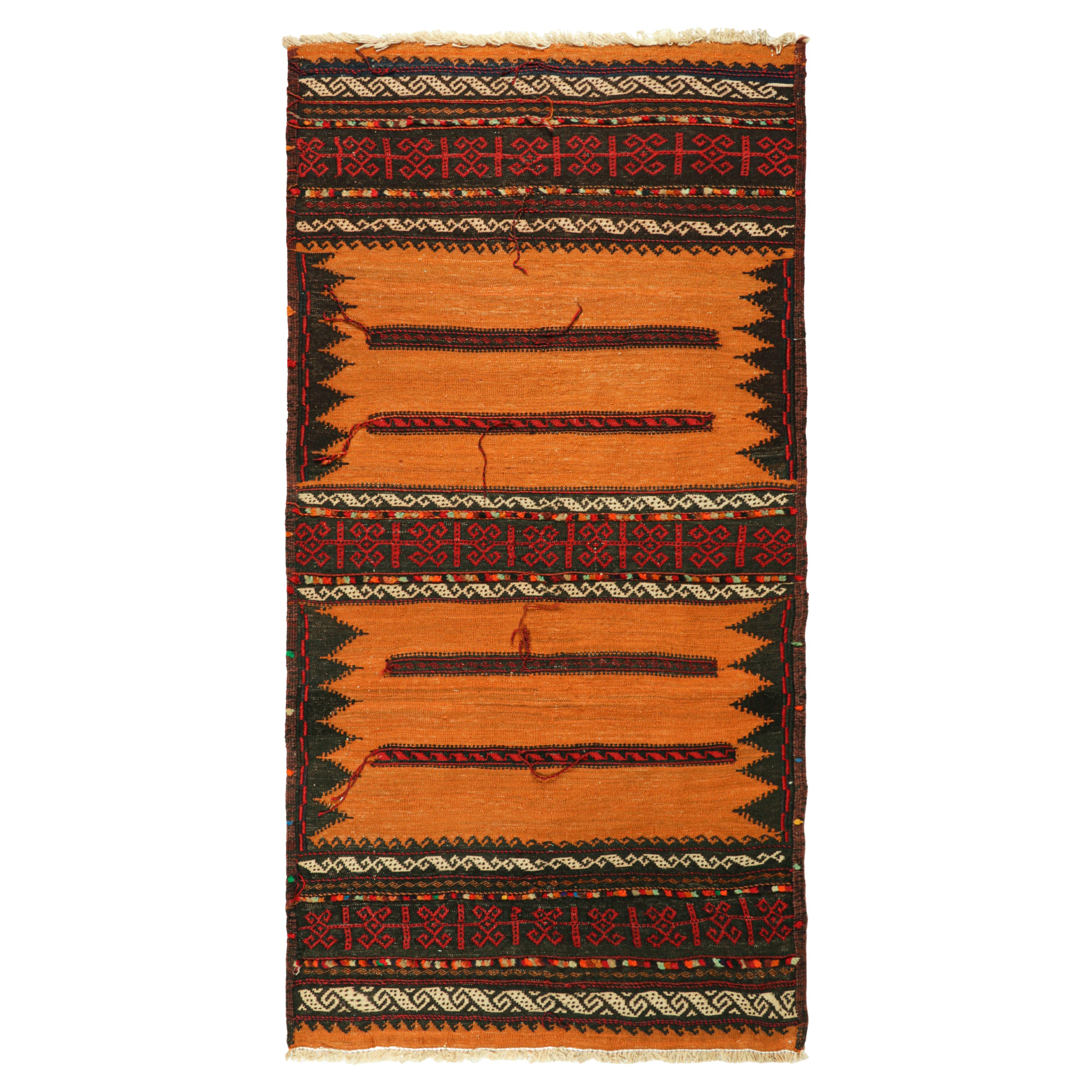 Vintage Afghan Kilim in Rust, with Polychromatic Patterns, from Rug & Kilim For Sale