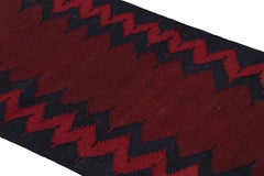 Vintage Afghan Kilim Runner in Burgundy with Chevrons, from Rug & Kilim