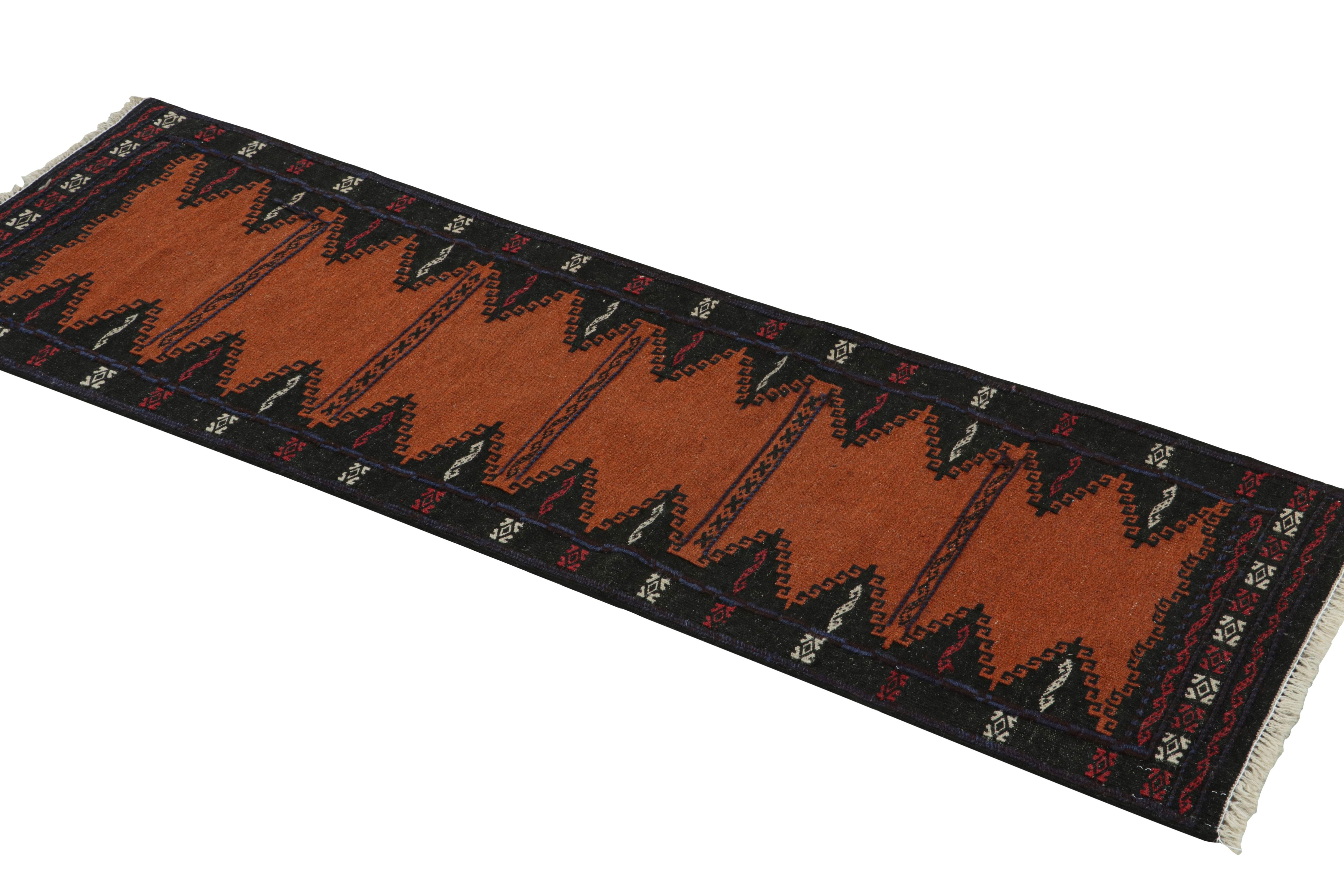 Hand-Woven Vintage Afghan Kilim Rug in Brown with Geometric Pattern from Rug & Kilim