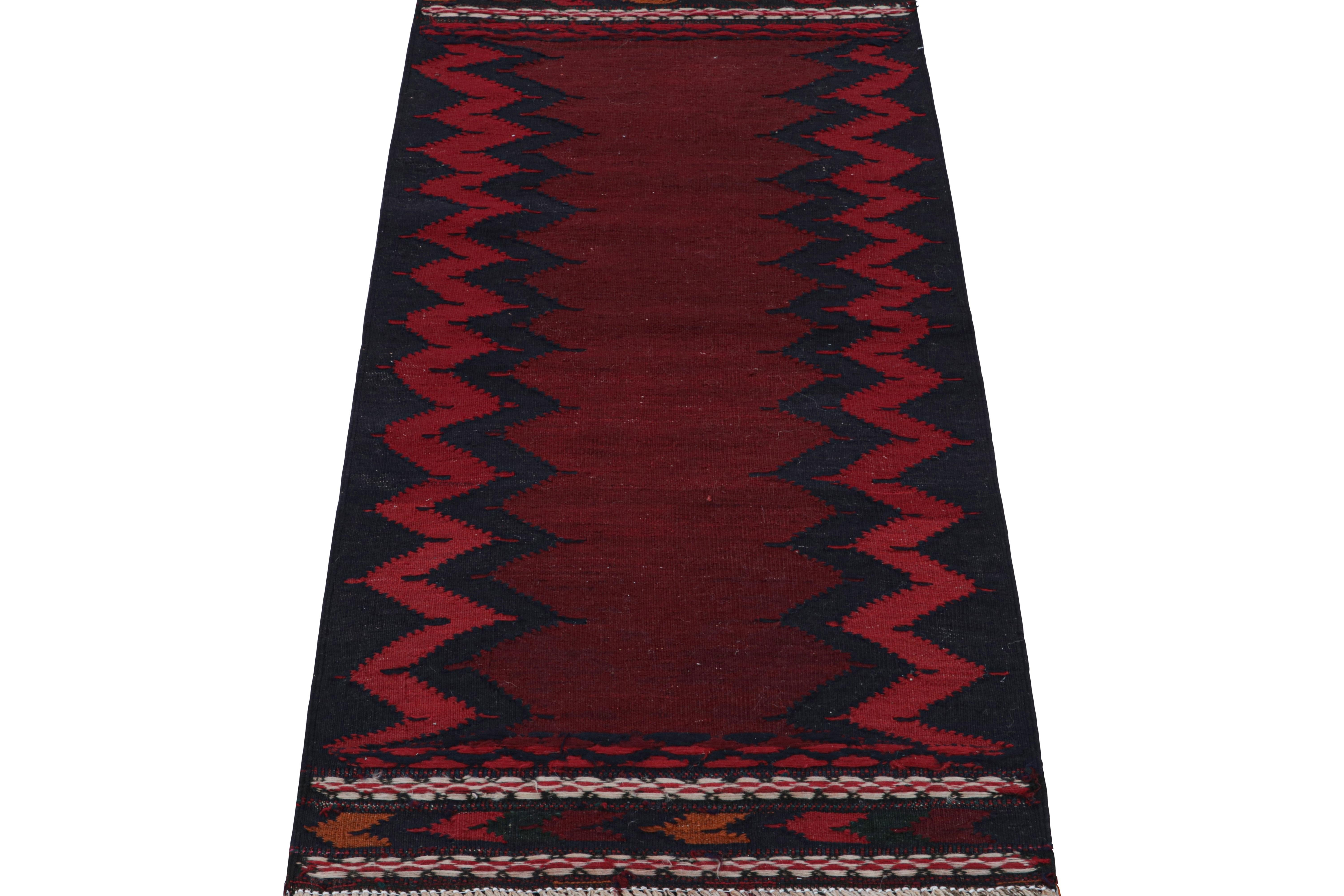 Vintage Afghan Kilim Runner in Burgundy with Chevrons, from Rug & Kilim In Good Condition For Sale In Long Island City, NY