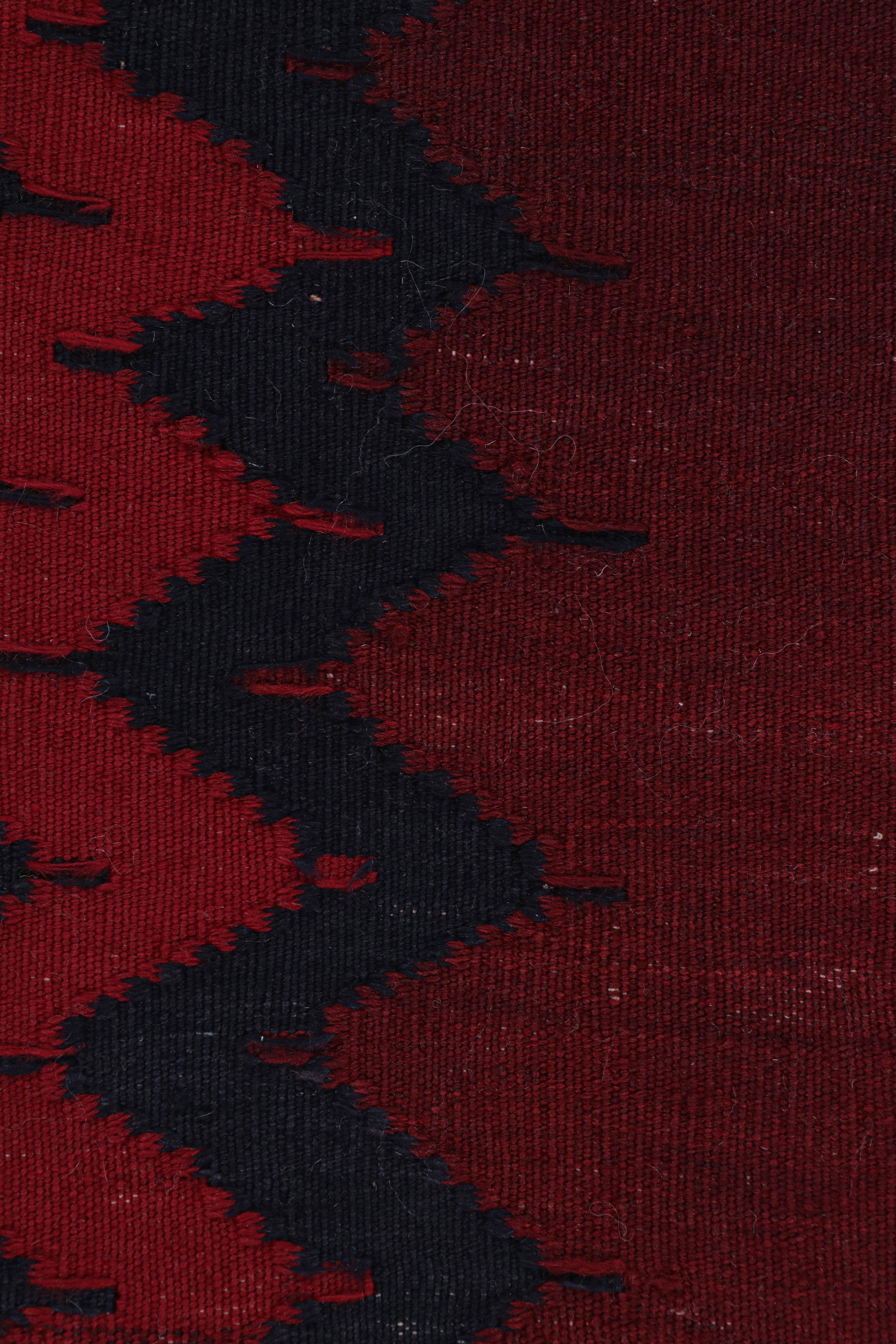 Mid-20th Century Vintage Afghan Kilim Runner in Burgundy with Chevrons, from Rug & Kilim For Sale