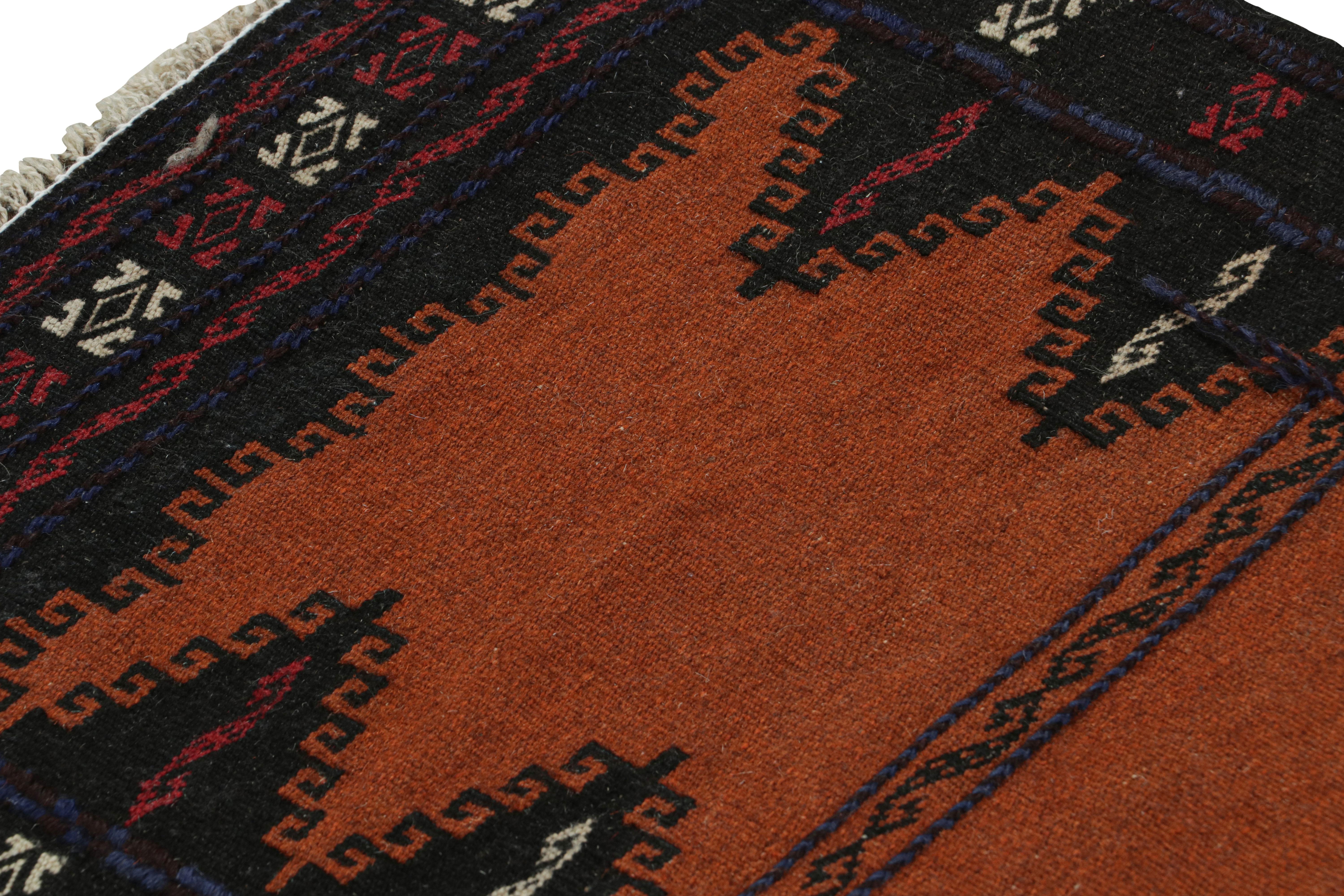 Mid-20th Century Vintage Afghan Kilim Rug in Brown with Geometric Pattern from Rug & Kilim