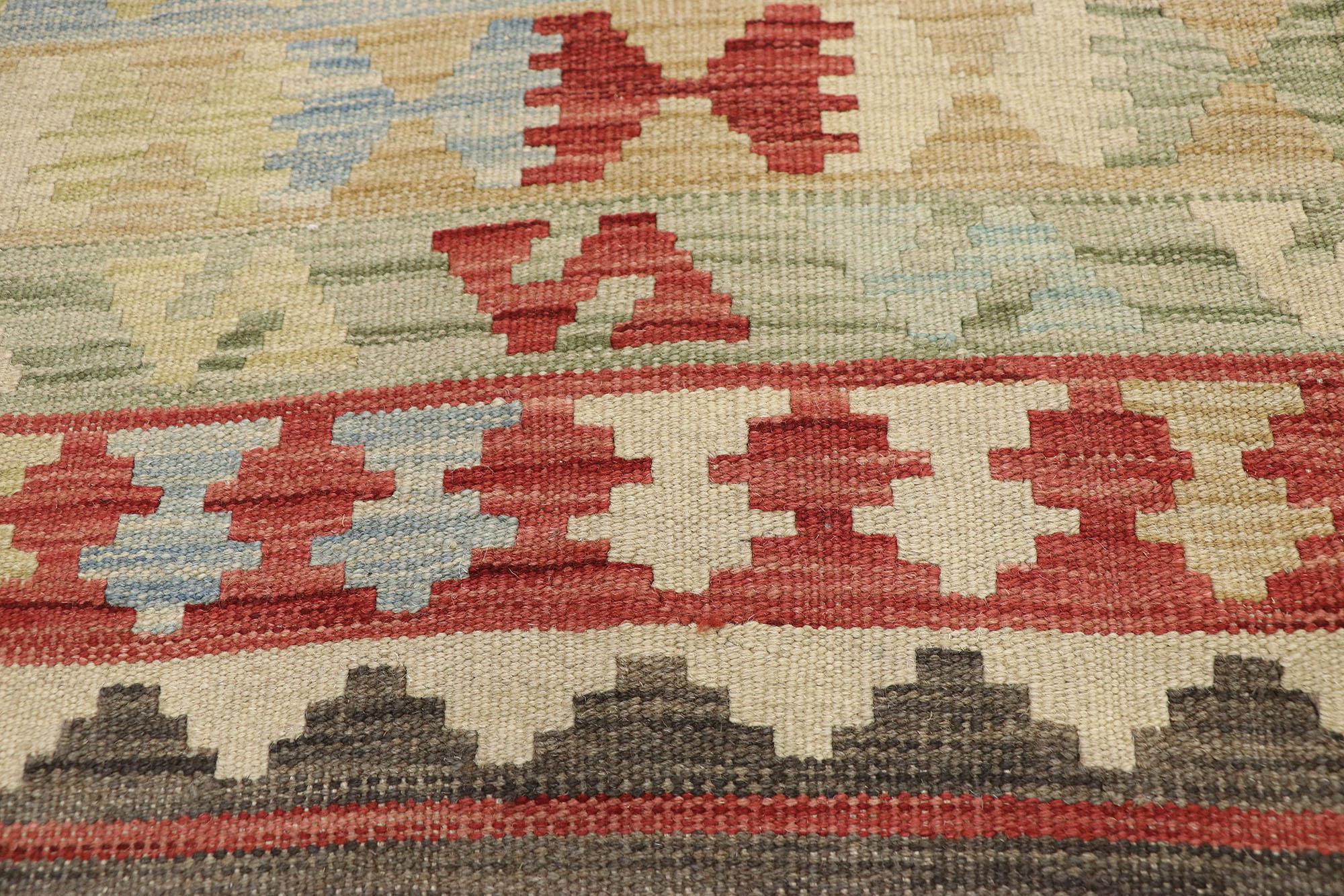 Vintage Afghan Kilim Rug, Southwest Desert Meets Contemporary Santa Fe In Good Condition For Sale In Dallas, TX