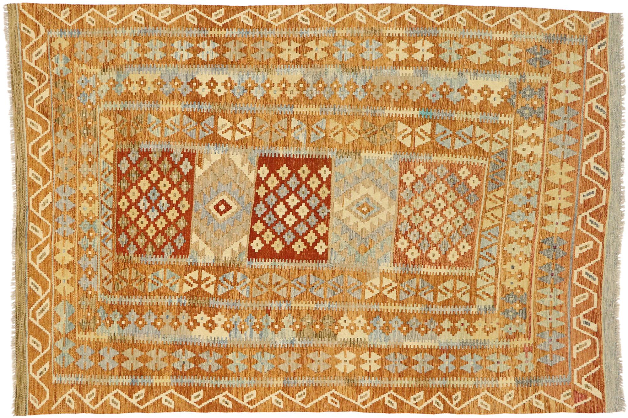 Afghanischer Kilim-Teppich, Südwestliche Wüste trifft auf Contemporary Santa Fe im Angebot 1