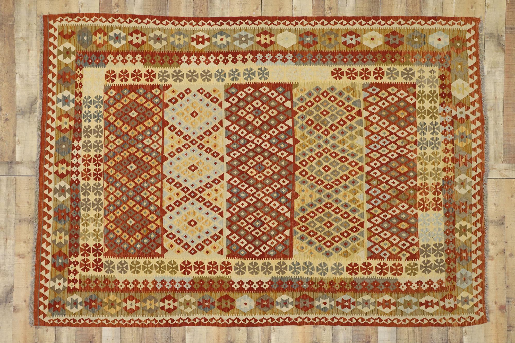 Vintage Afghan Kilim Rug, Southwest Desert Meets Contemporary Santa Fe For Sale 2