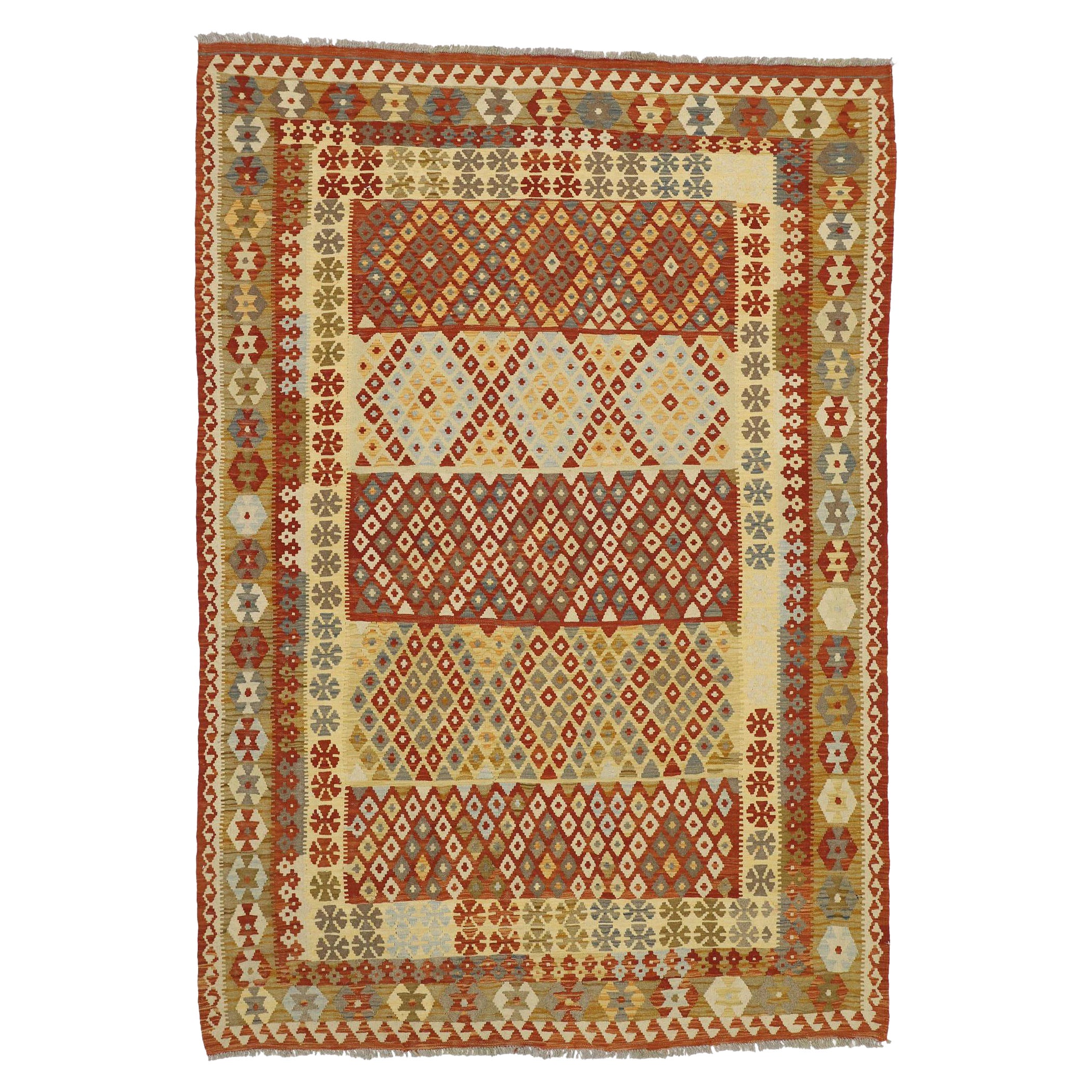Rug Kilim afgano d'epoca, il deserto del sud-ovest incontra la contemporaneità di Santa Fe