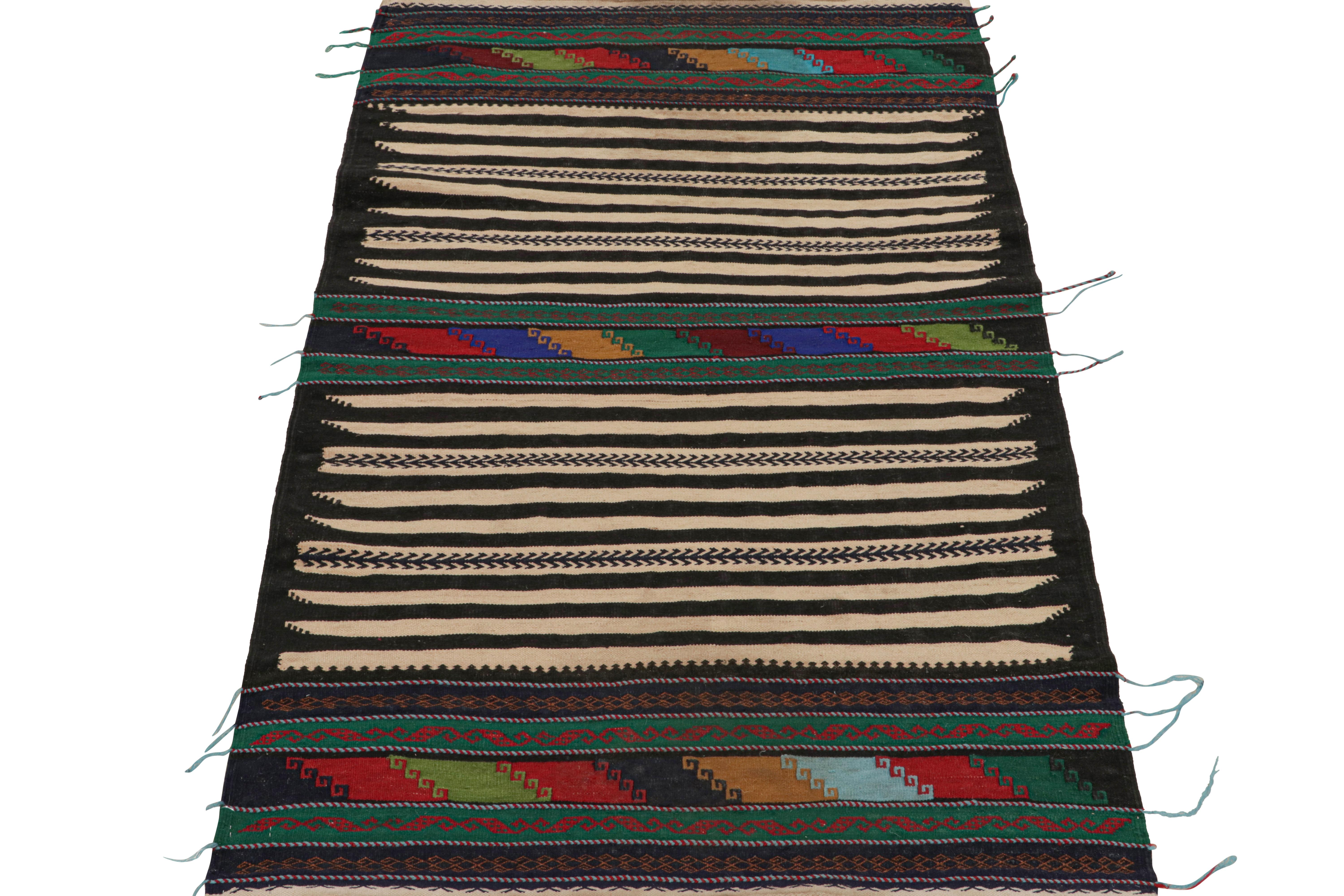 Tribal Vintage Afghan Kilim Rug with Polychromatic Stripes, from Rug & Kilim