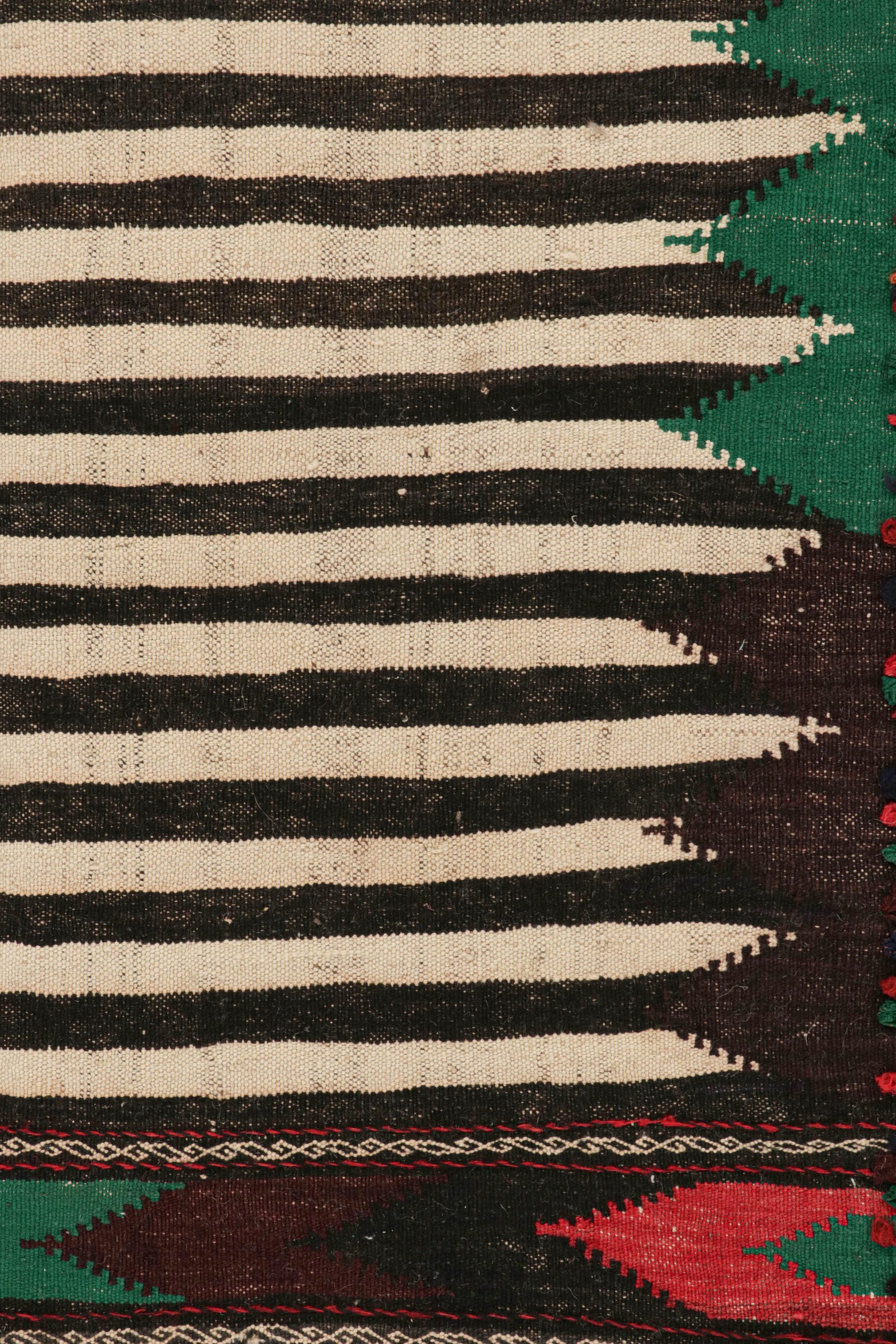 Hand-Woven Vintage Afghan Kilim Rug with Polychromatic Stripes, from Rug & Kilim For Sale