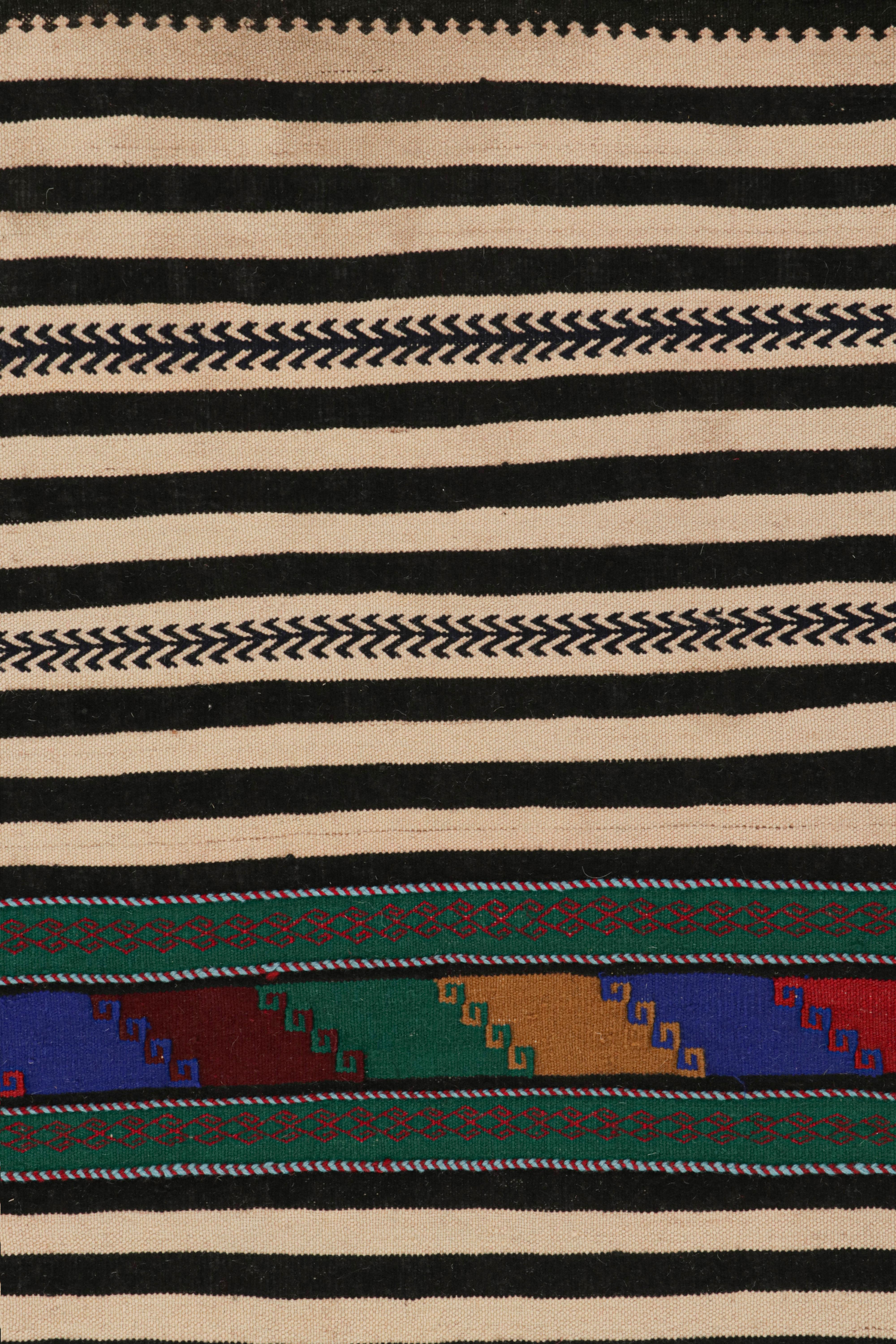 Hand-Knotted Vintage Afghan Kilim Rug with Polychromatic Stripes, from Rug & Kilim