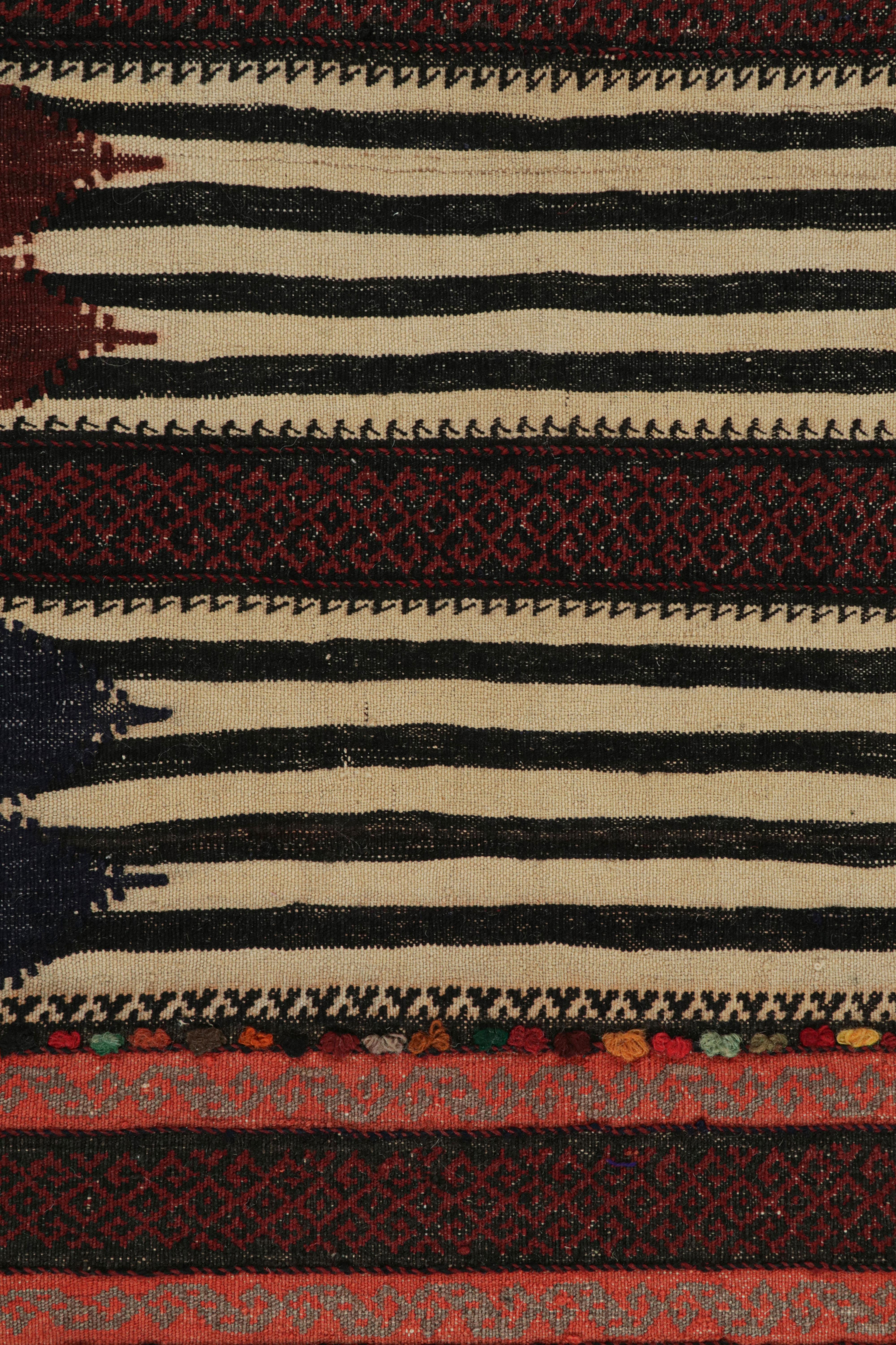 Hand-Knotted Vintage Afghan Kilim Rug with Polychromatic Stripes, from Rug & Kilim For Sale