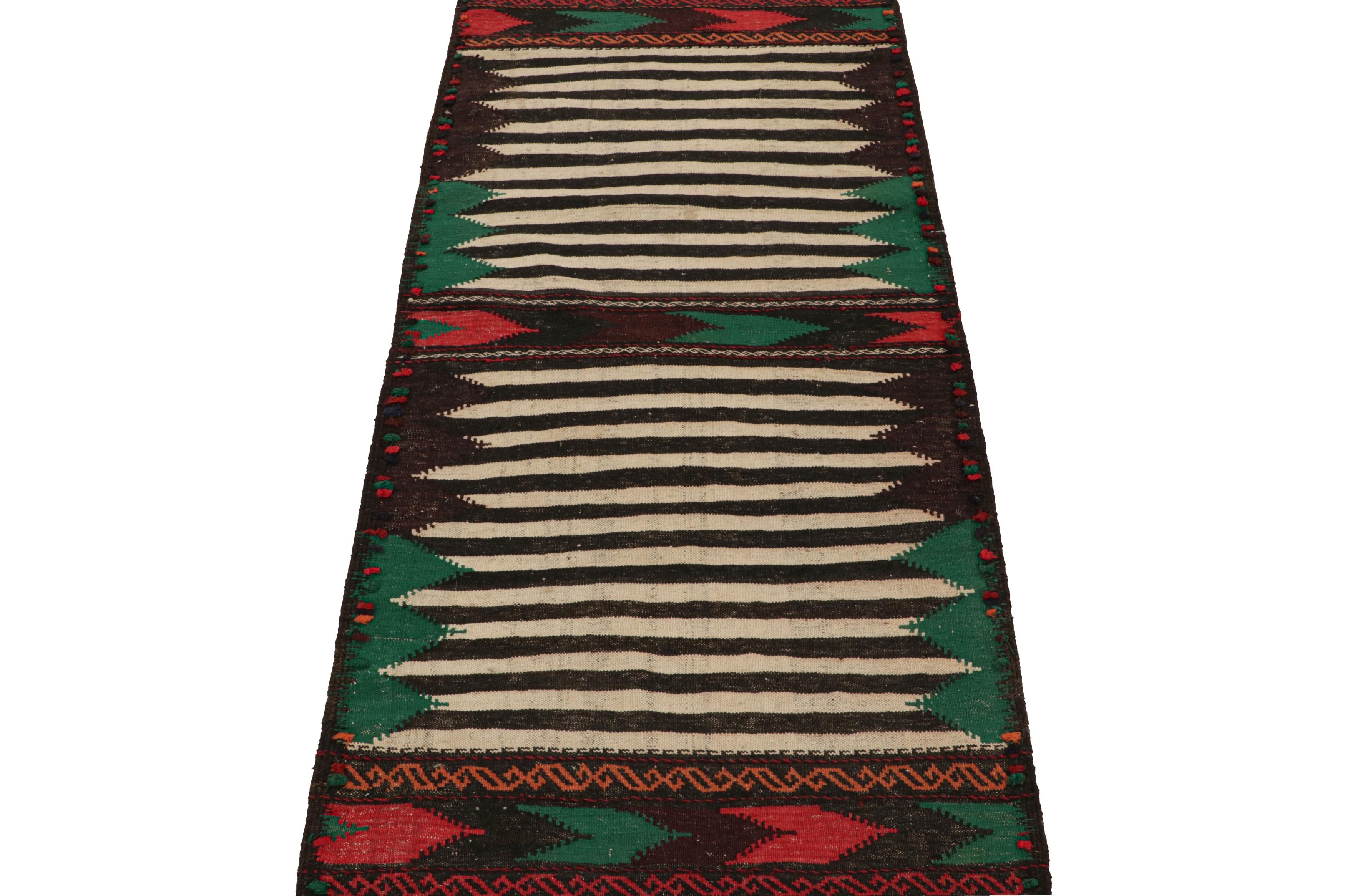 Mid-20th Century Vintage Afghan Kilim Rug with Polychromatic Stripes, from Rug & Kilim For Sale