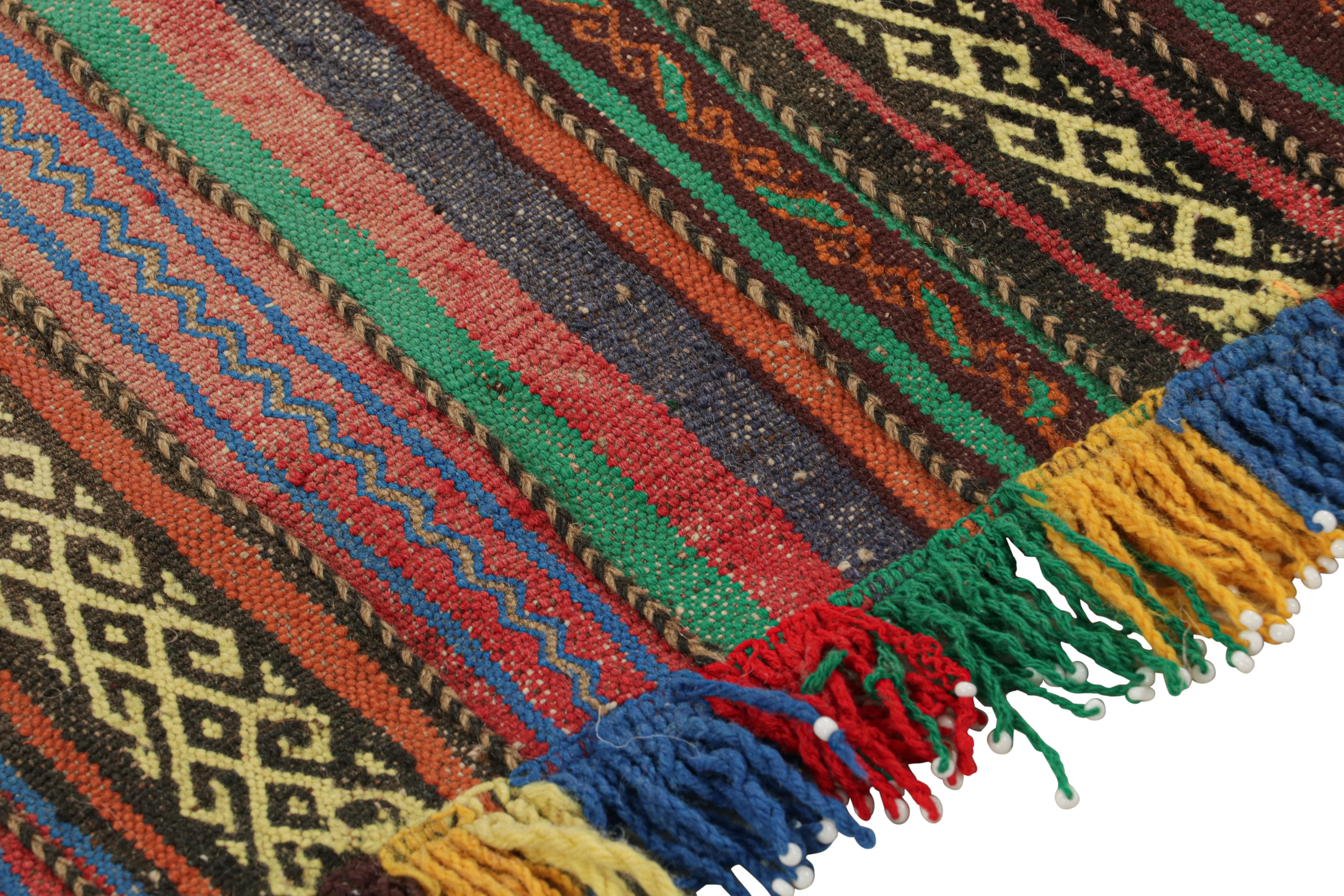 Mid-20th Century Vintage Afghan Kilim Rug with Polychromatic Stripes, from Rug & Kilim For Sale