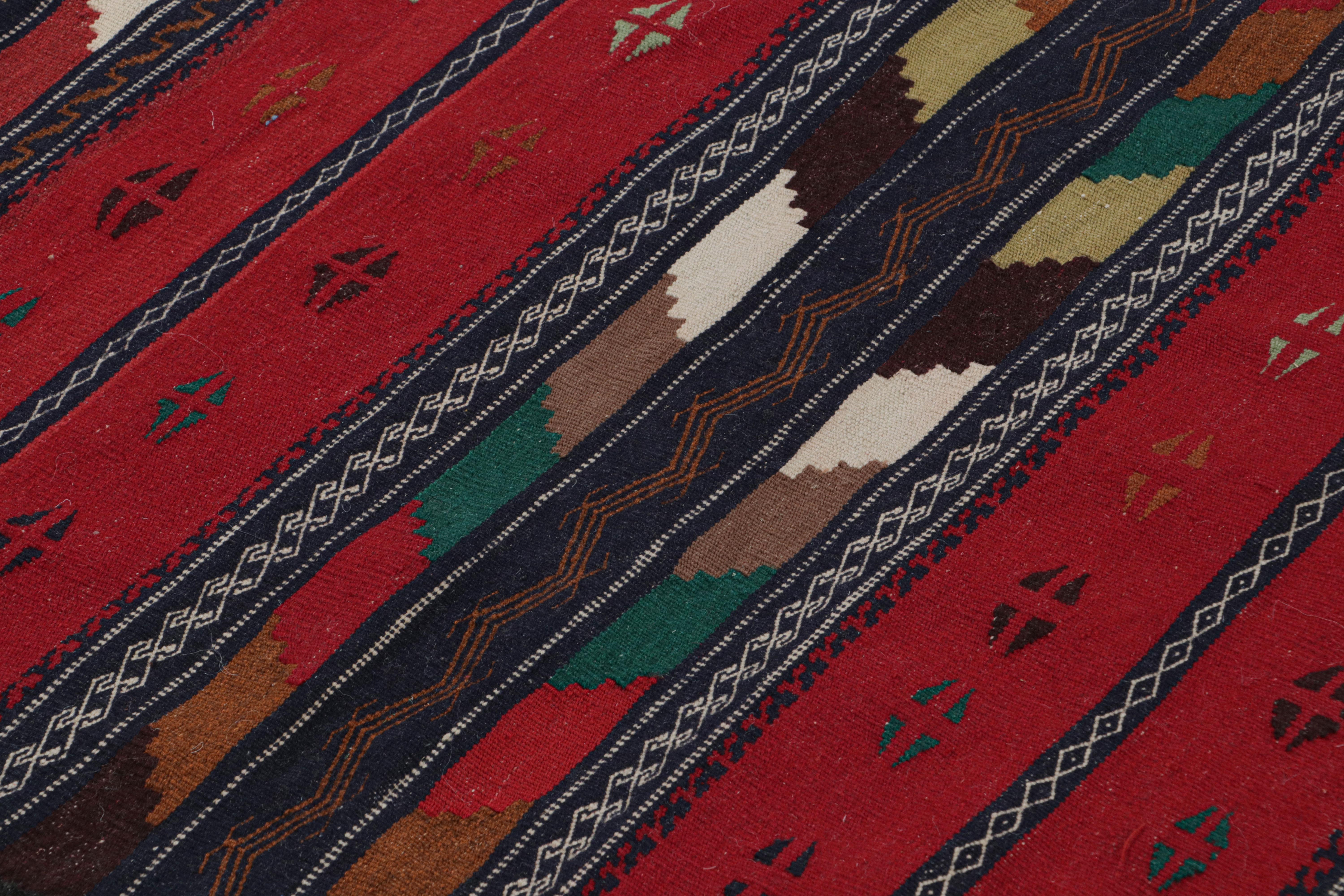 Mid-20th Century Vintage Afghan Kilim Rug with Polychromatic Stripes, from Rug & Kilim For Sale