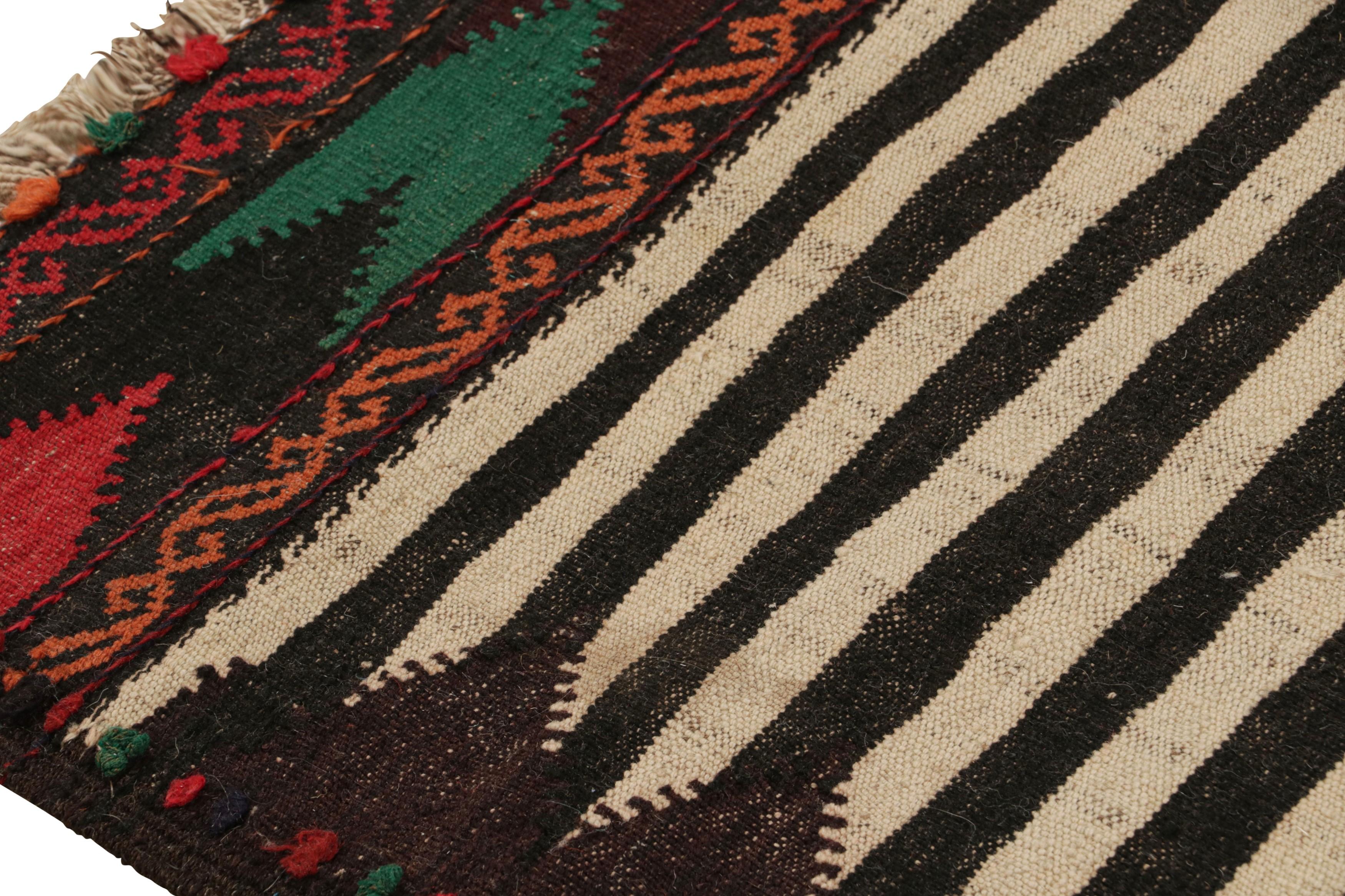 Wool Vintage Afghan Kilim Rug with Polychromatic Stripes, from Rug & Kilim For Sale
